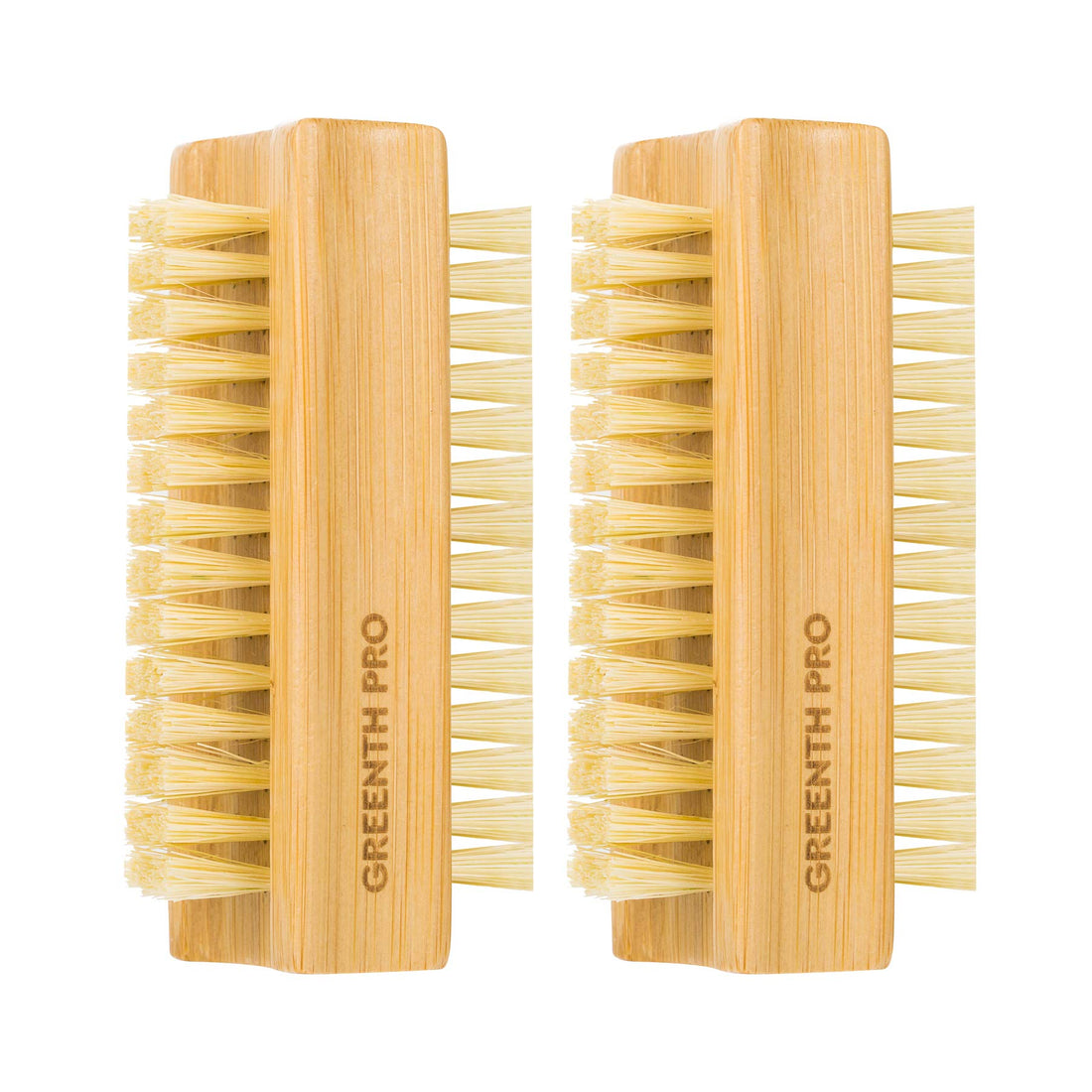 GREENTH PRO Bamboo Nail Brush,2PCS Two-side Firm Nature Wooden Sisal Scrub Brush for Toes and Nails,Cleaning Nail Brush