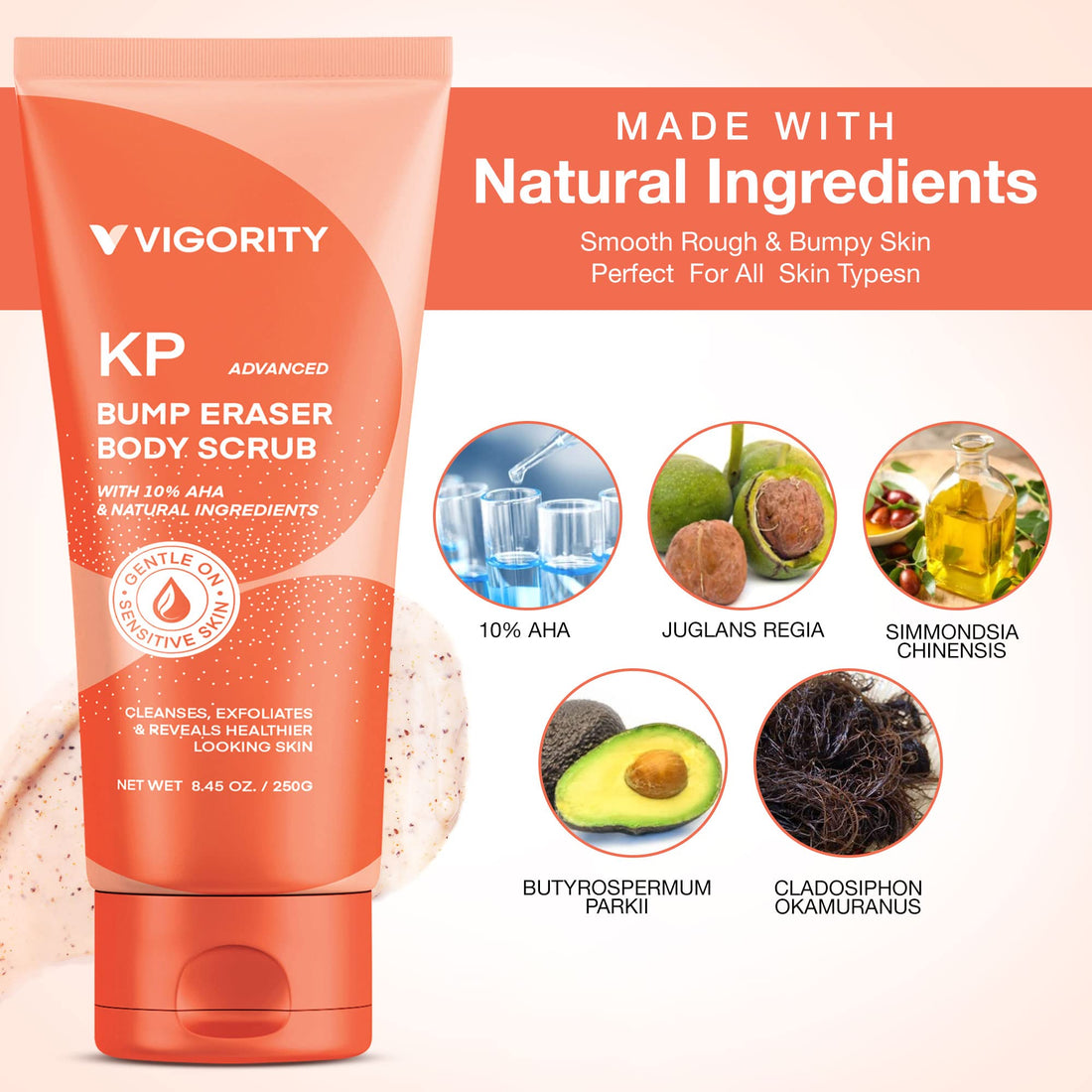 KP Bump Eraser Body Scrub, Bump Eraser Body Scrub, Keratosis Pilaris Treatment, Strawberry Legs Treatment For Women, Kp Bump Eraser, Kp Body Scrub, Exfoliating Body Scrub for Women & Men Exfoliation