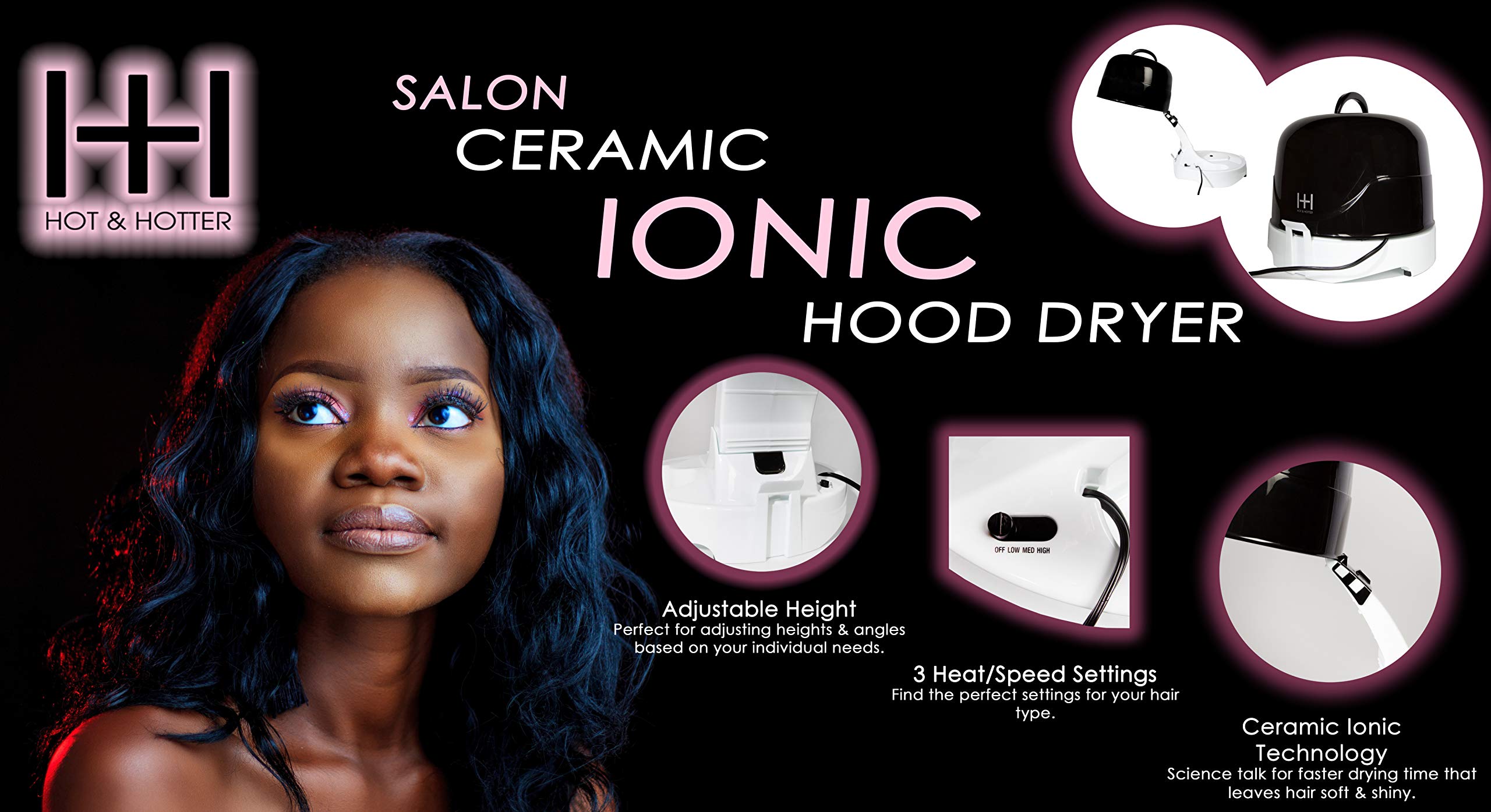 Annie Hot & Hotter Extra Large 1500 Ceramic Ionic Hood Dryer, 8 Pound