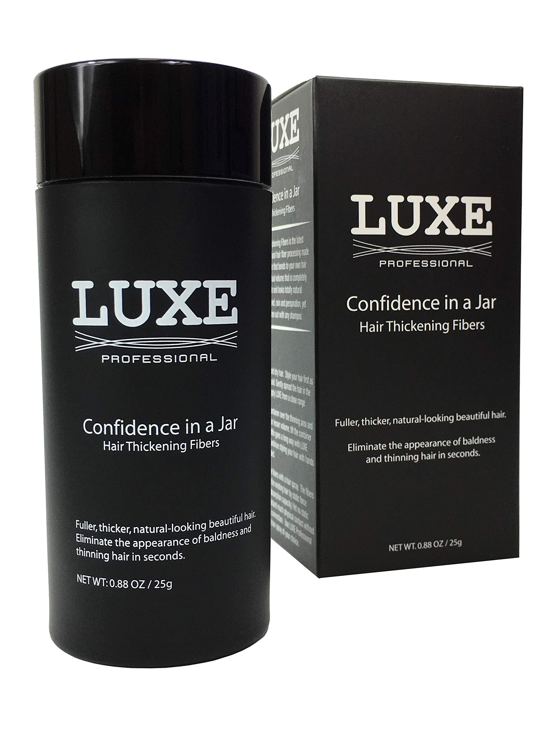 Medium Brown : LUXE Hair Thickening Fibers with Natural Keratin–2 Months+ Supply!–Confidence in a Jar!–Multiple Colors Available (Medium Brown)
