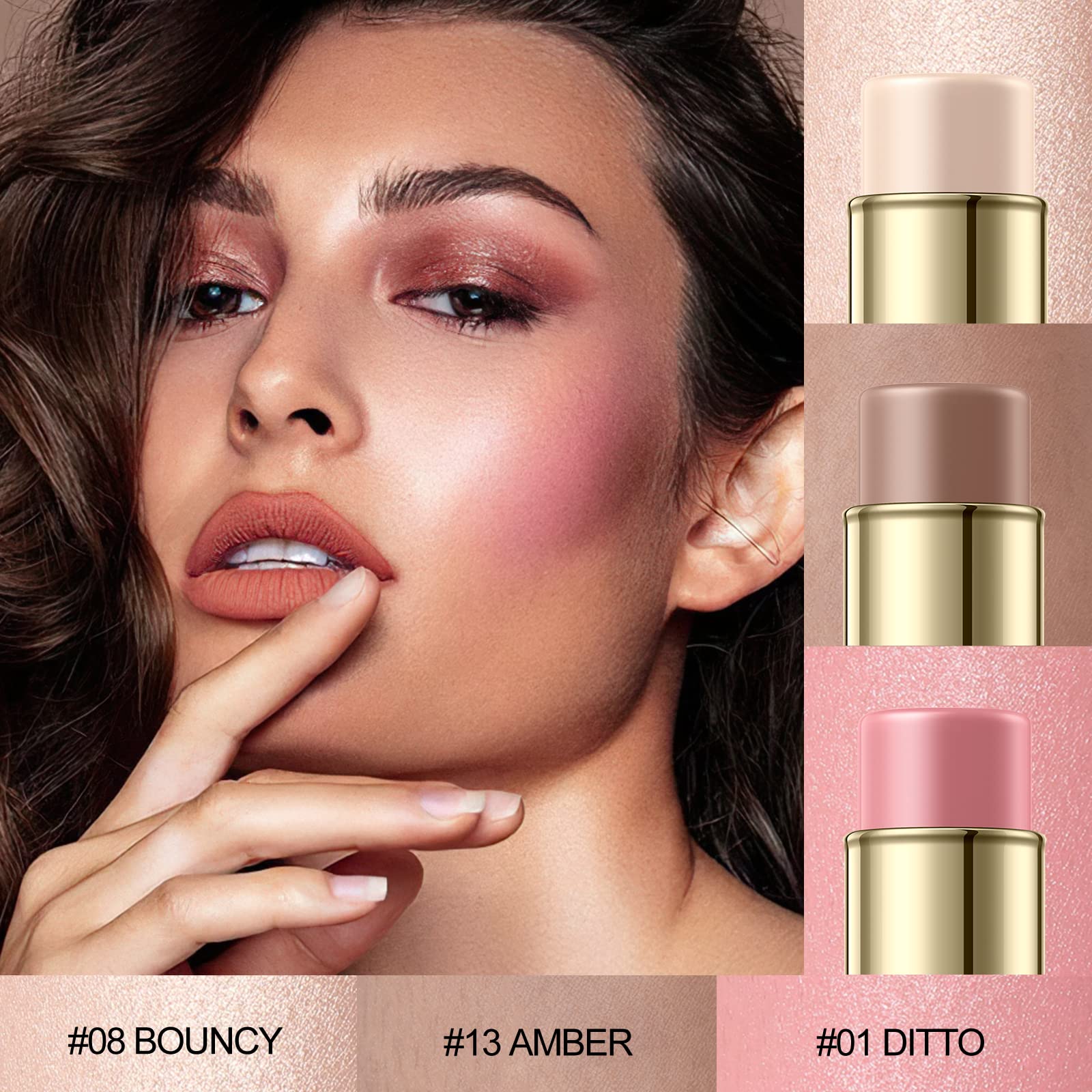 FALOCUTUS 3 Pcs FAIR Contour Stick Set,Cream Blush & Highlighter Bronzer Pen,Long Lasting & Smooth Natural Face Contouring Illuminator,Professional Makeup Kit for All Skin