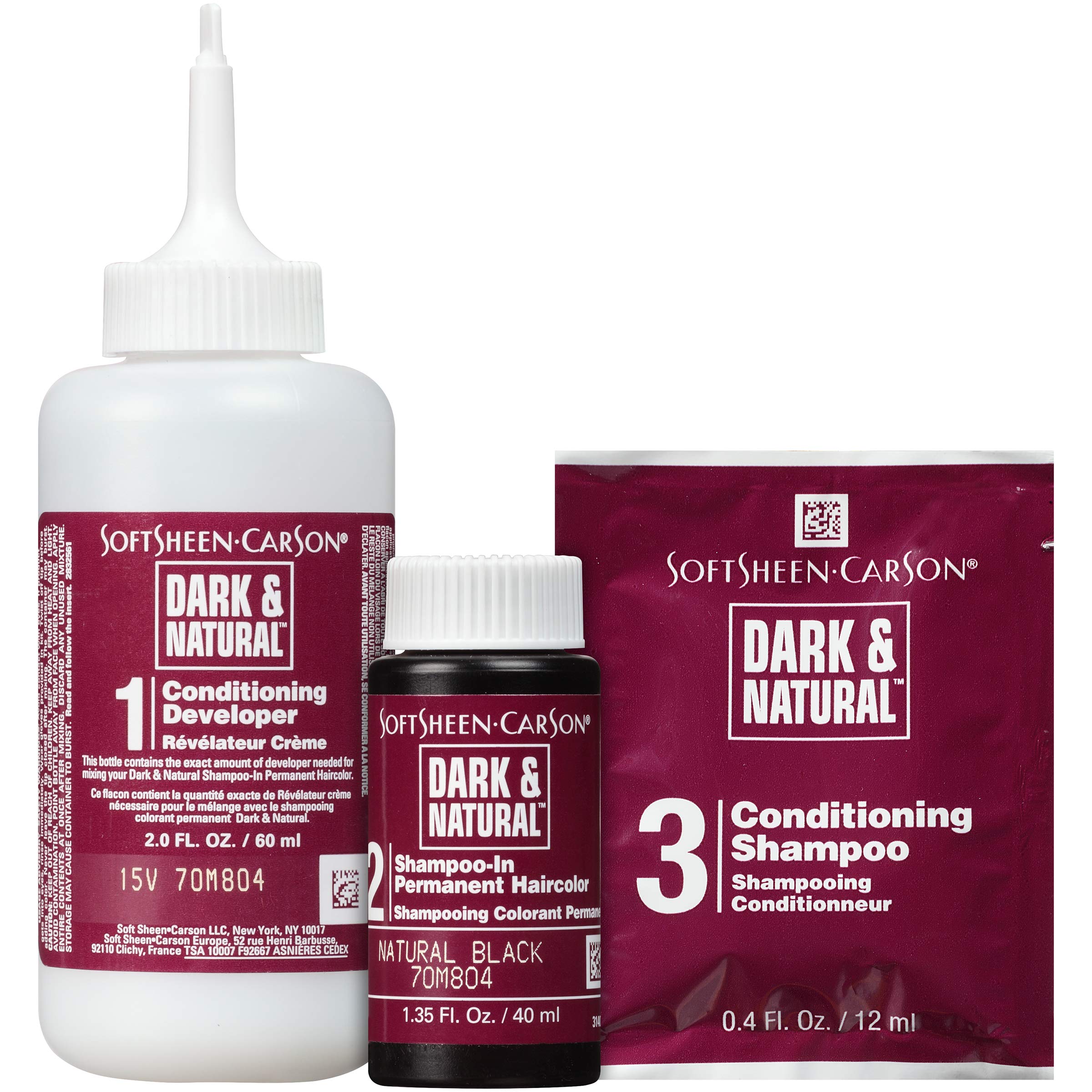 SoftSheen-Carson Dark & Natural Hair Color for Men 5 Minutes, Natural Looking Gray Coverage for Up To 6 Weeks, Shampoo-in Permanent Hair Dye, Ammonia Free, Natural Black, 2 Count