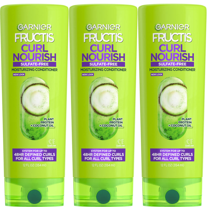 Garnier Fructis Curl Nourish Sulfate Free Moisturizing Conditioner, 12 Fl Oz, 3 Count (Packaging May Vary)