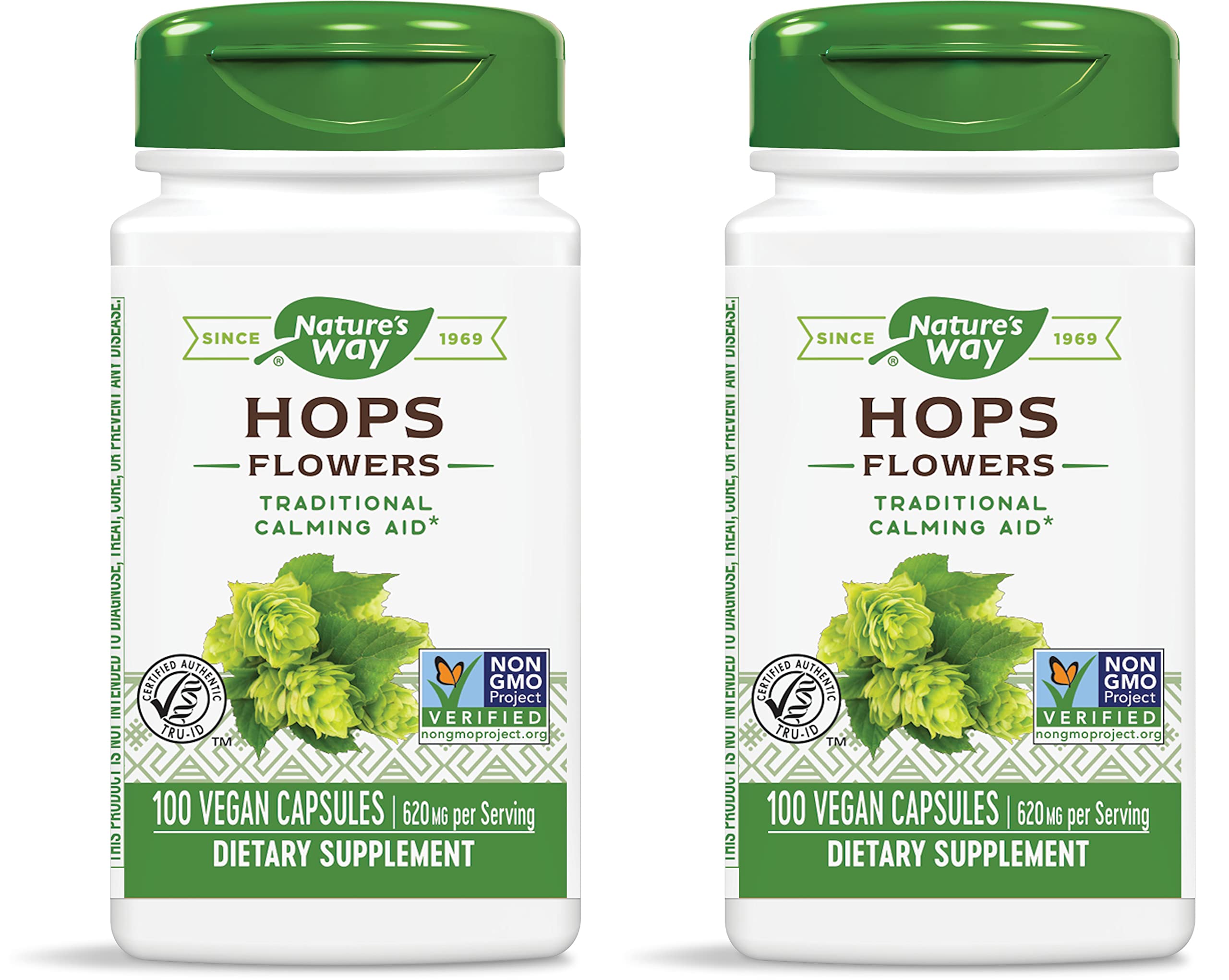 Nature's Way Hops Flowers - Traditional Calming Aid* - 620 mg Hops Flowers per 2-Capsule Serving - Herbal Supplement - Vegan, Gluten Free & Dairy Free - 100 Capsules (Pack of 2)