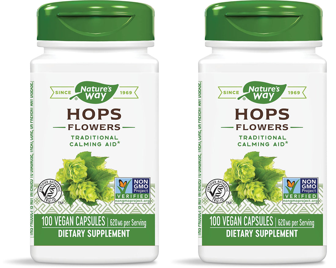 Nature's Way Hops Flowers - Traditional Calming Aid* - 620 mg Hops Flowers per 2-Capsule Serving - Herbal Supplement - Vegan, Gluten Free & Dairy Free - 100 Capsules (Pack of 2)