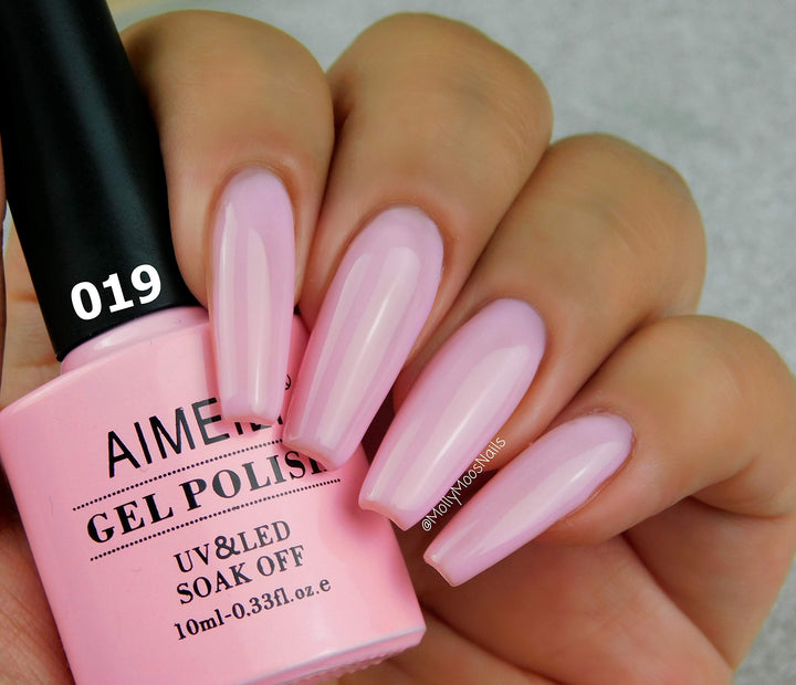 AIMEILI Soak Off U V LED Hema Free Pink Gel Nail Polish - Cake Pop (019) 10ml