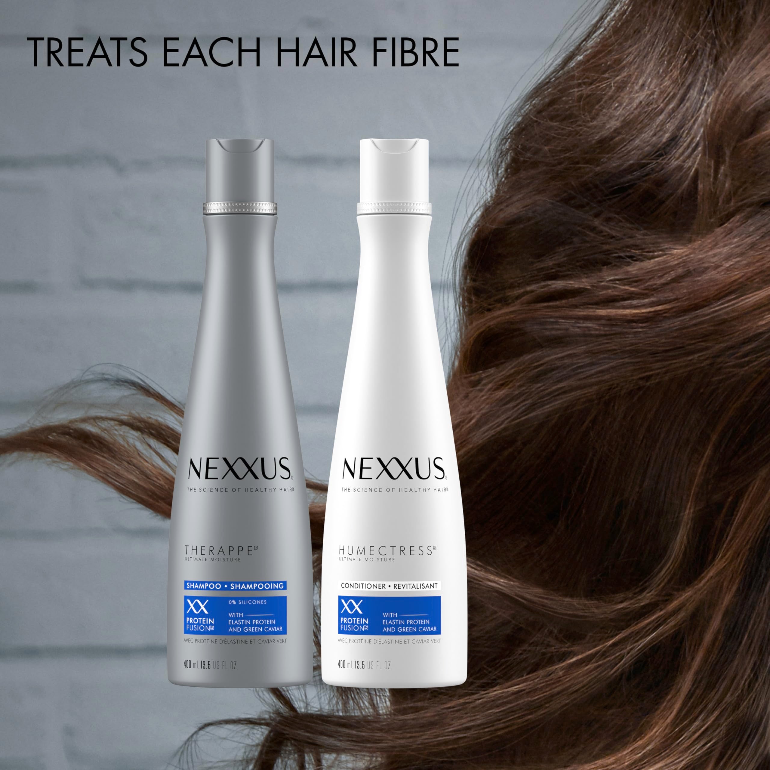 Nexxus Shampoo and Conditioner Therappe & Humectress 2 Count for Dry Hair Care With Proteinfusion Blend for 24-hour Moisture 13.5 oz