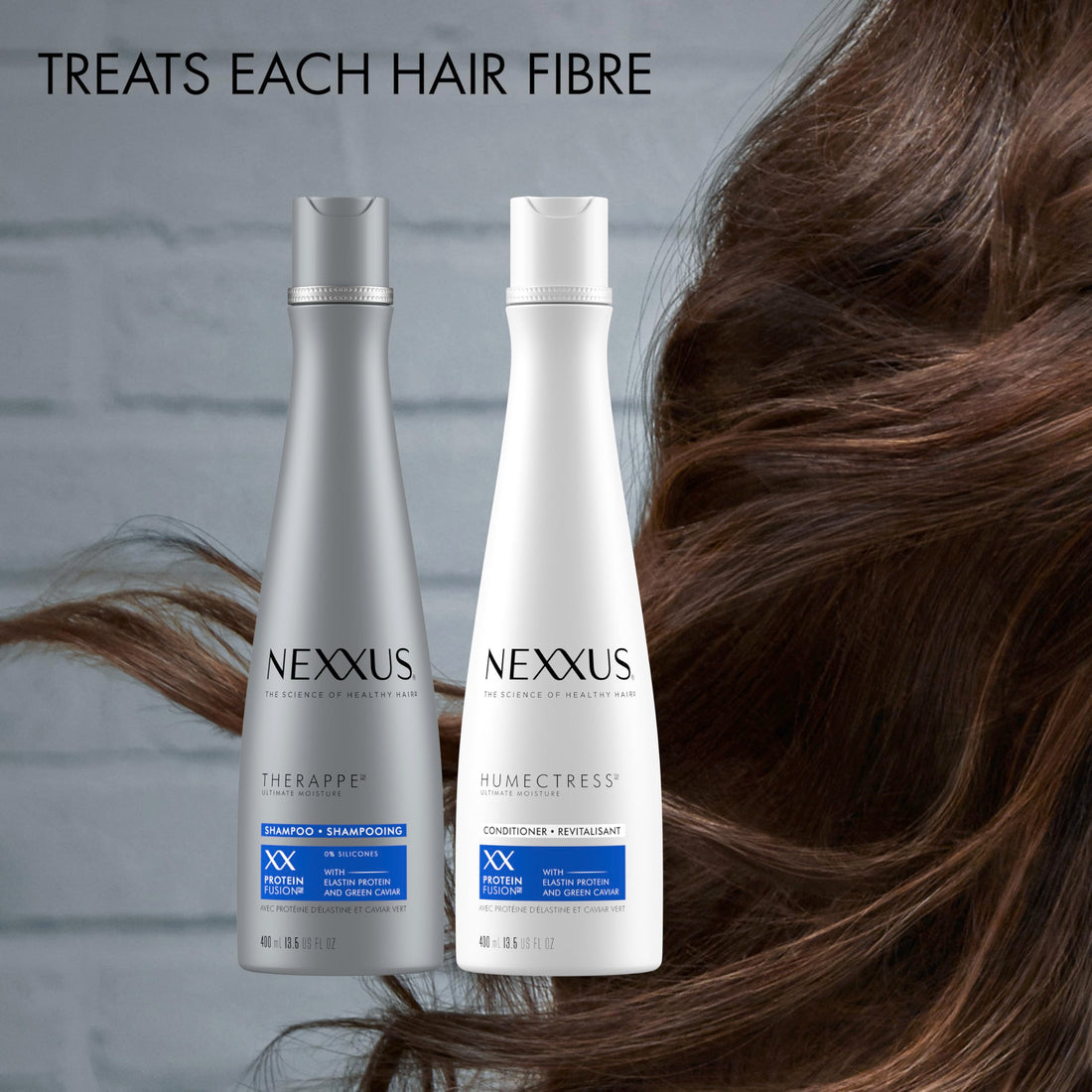 Nexxus Shampoo and Conditioner Therappe & Humectress 2 Count for Dry Hair Care With Proteinfusion Blend for 24-hour Moisture 13.5 oz