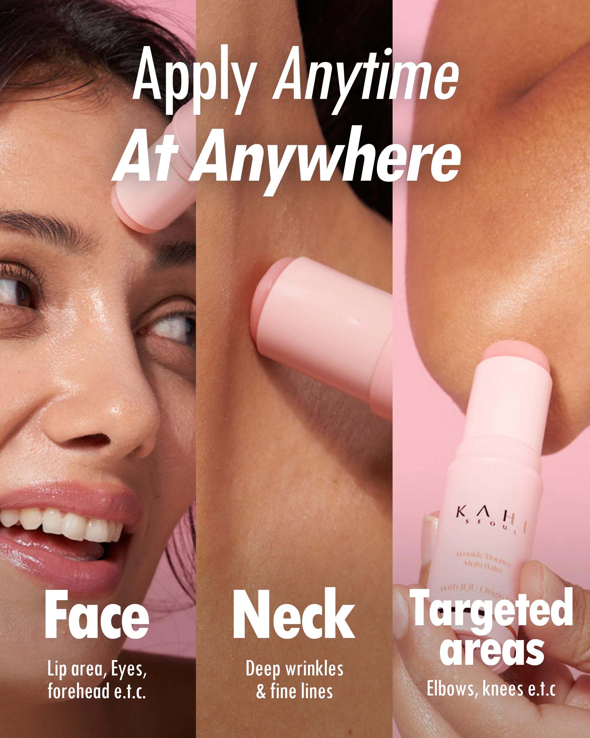 KAHI Wrinkle Bounce Multi Balm Stick | All-in-One Hydrating Lip Balm Eye Cream Neck Cream Make Up Base & Face Mist Moisture Balm Stick | Salmon DNA PDRN Balm Stick |Daily Face Moisturizer Stick