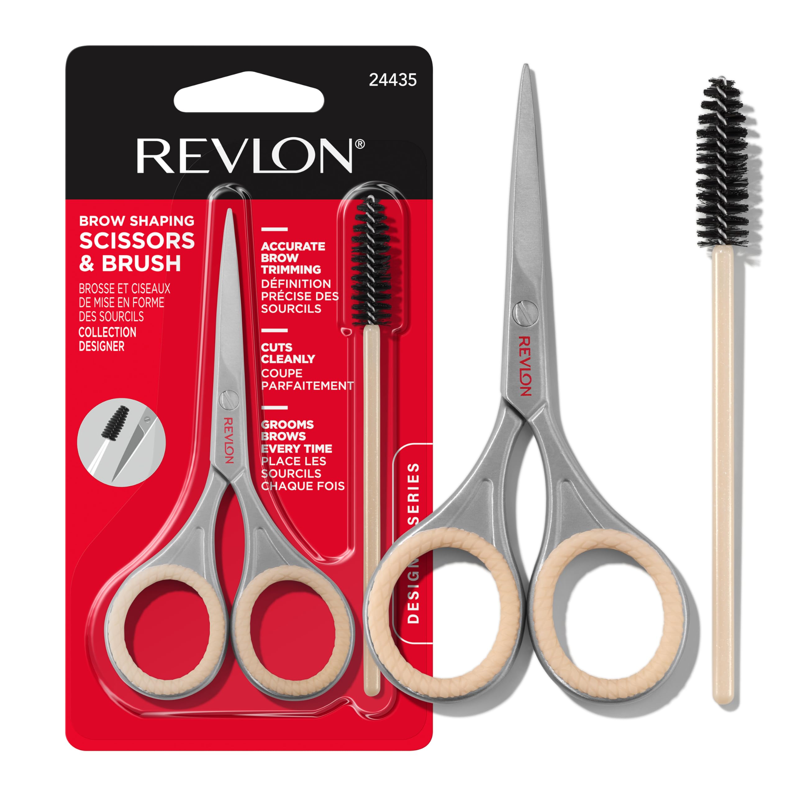 Revlon Designer Series Brow Set, Trimming and Shaping Eyebrow Kit with Scissors and Spoolie Brush, Easy to Use at Home or on The Go, 1 Count