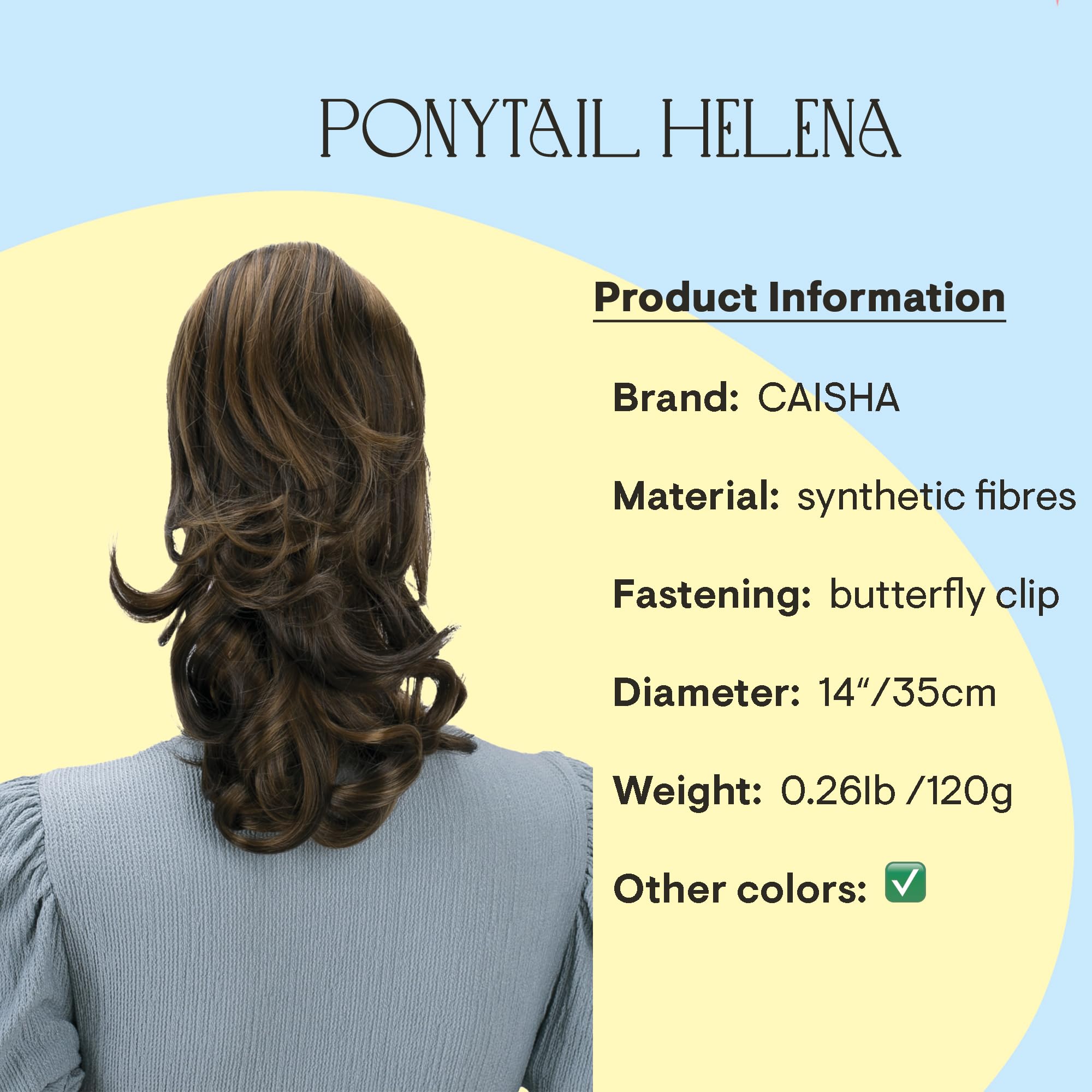 Brown mix # 6H27 H90 : PRETTYSHOP 14 & 110g Hair Piece Ponytail Extension Straight Light Curled Nature Looking Heat-Resisting Different Colors (brown mix H90_6H27)