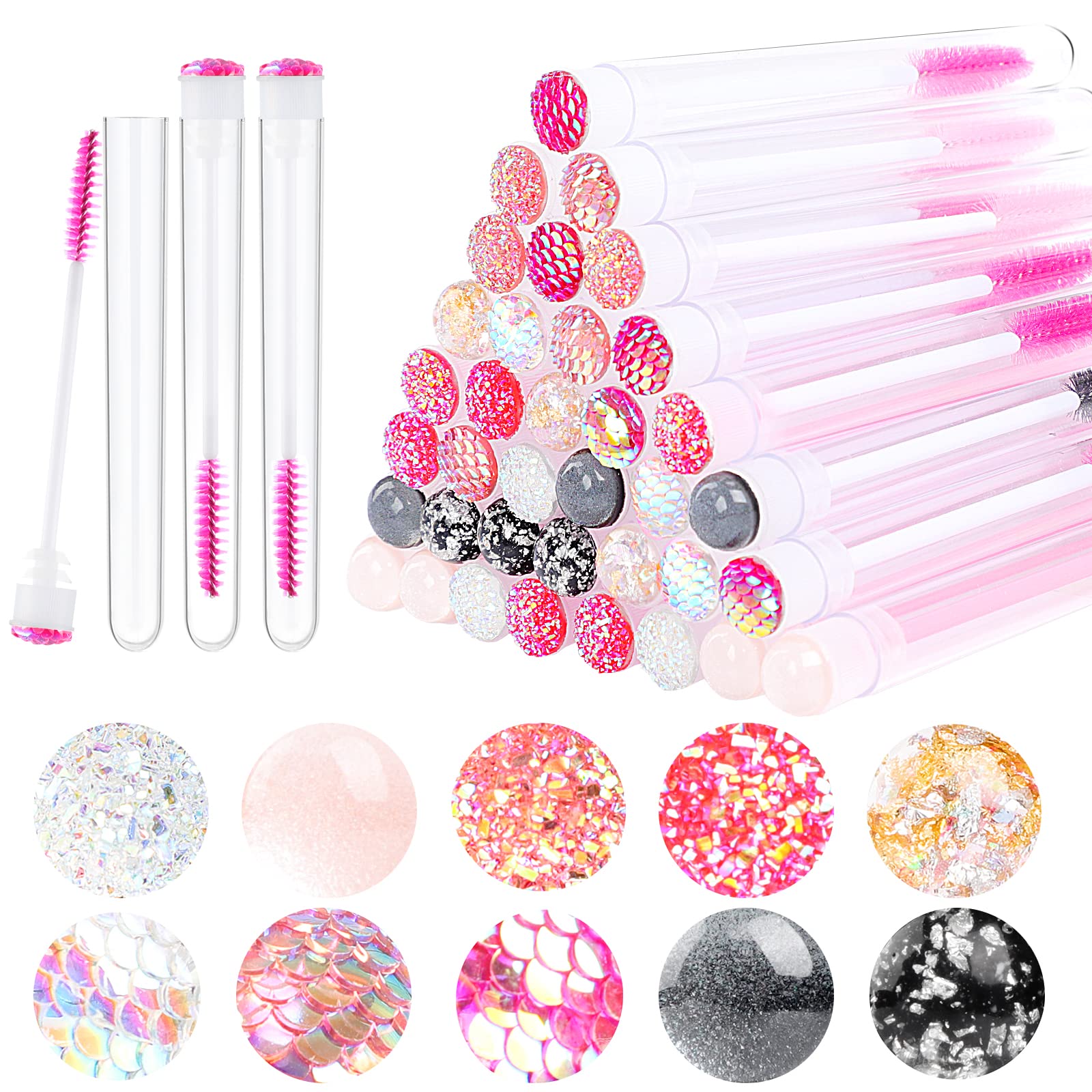 Dming 20pcs Eyelash brush Lash Wand Makeup tool Eyelash Extension supplies Cleaning brush Diamond Mascara (20, mix)
