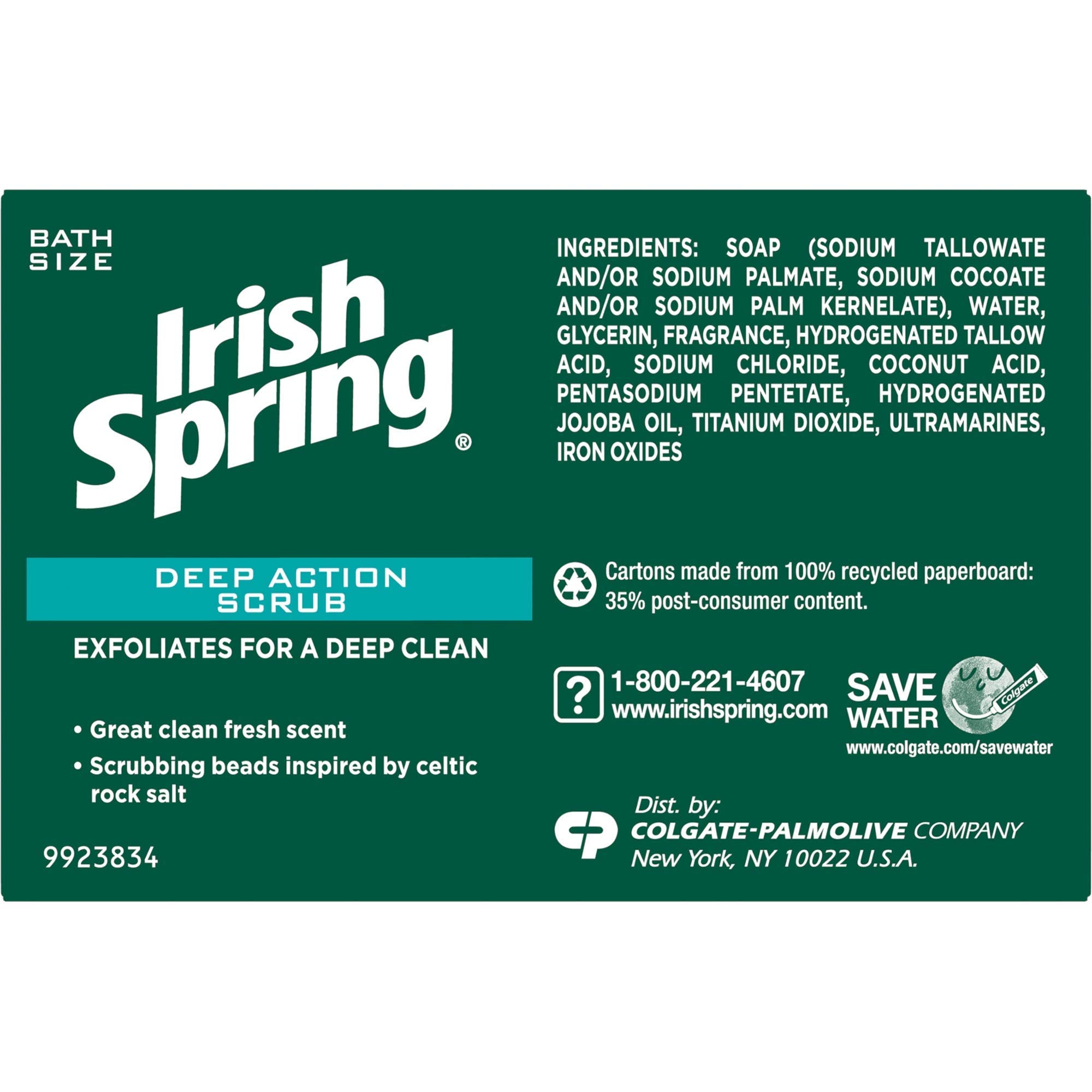 Irish Spring Deep Action Scrub Deodorant Soap By, 3 Count