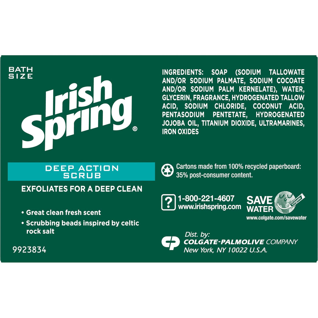 Irish Spring Deep Action Scrub Deodorant Soap By, 3 Count