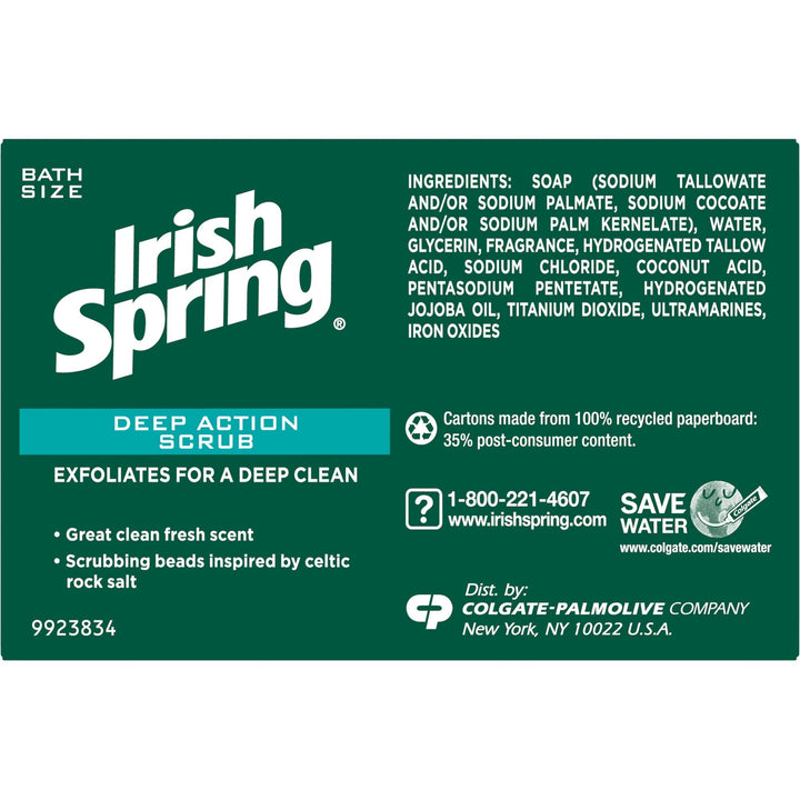 Irish Spring Deep Action Scrub Deodorant Soap By, 3 Count