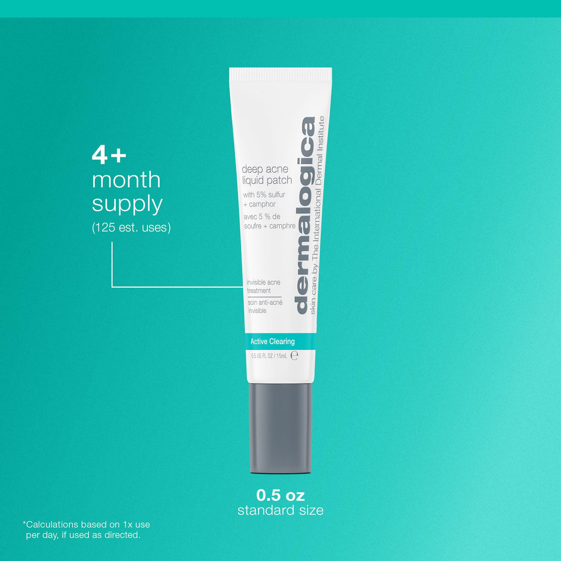 Dermalogica Deep Acne Liquid Patch, Sulfur Acne Treatment with Niacinamide, Invisible Spot Treatment for Blemish-Prone Skin – 0.5 fl oz