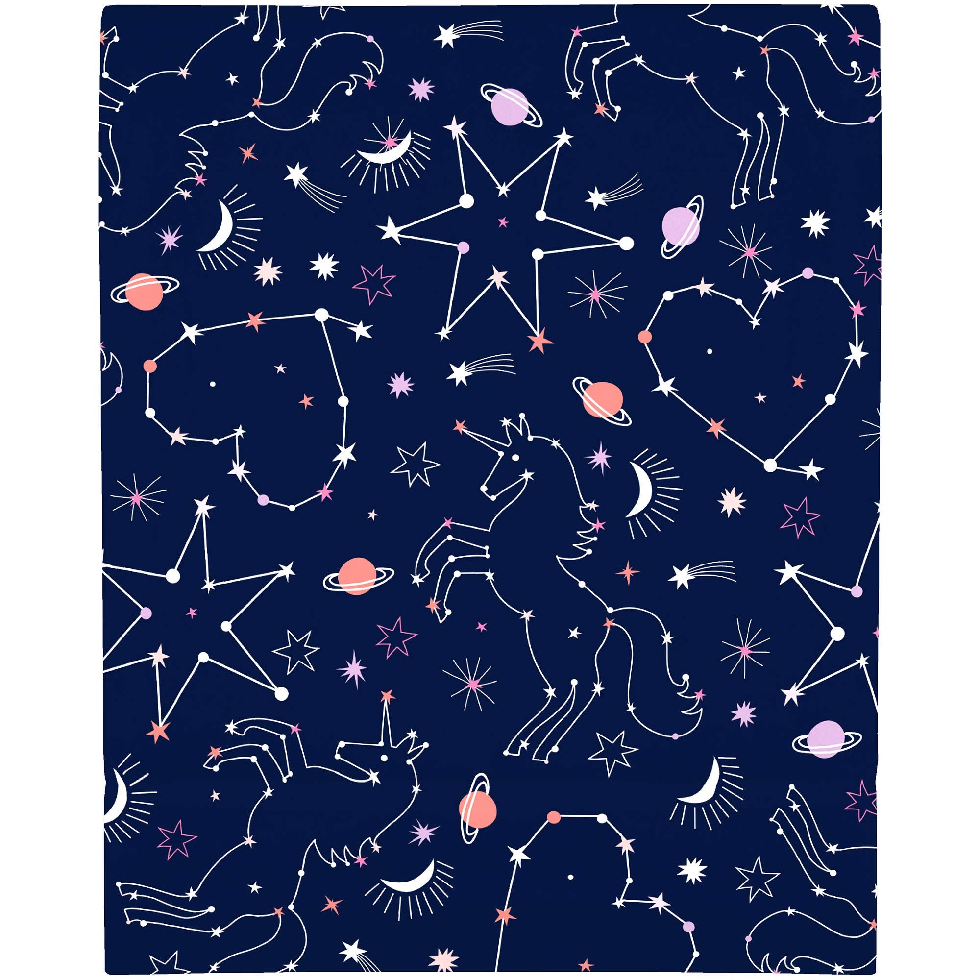 NoJo Celestial Unicorn Navy and White Fitted Super Soft Crib Sheet