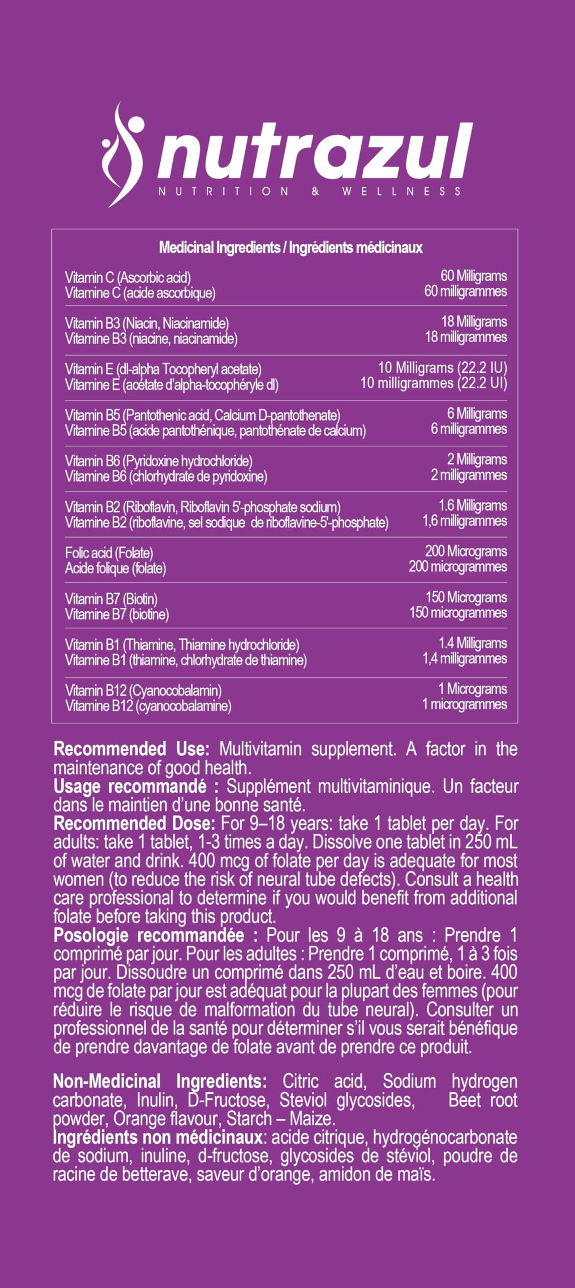 nutrazul Multivitamin Effervescent Tablets | 60 Tablets | Immune Support with 9 Essential Vitamins | Perfect for Daily Wellness for Adults & Kids | Orange Flavor