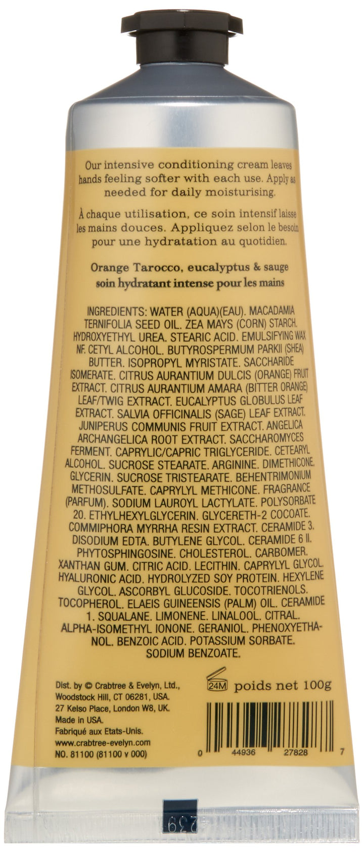 Crabtree & Evelyn Ultra-Moisturising Hand Therapy, Tobacco Orange, Eucalyptus & Sage, 3.5 oz