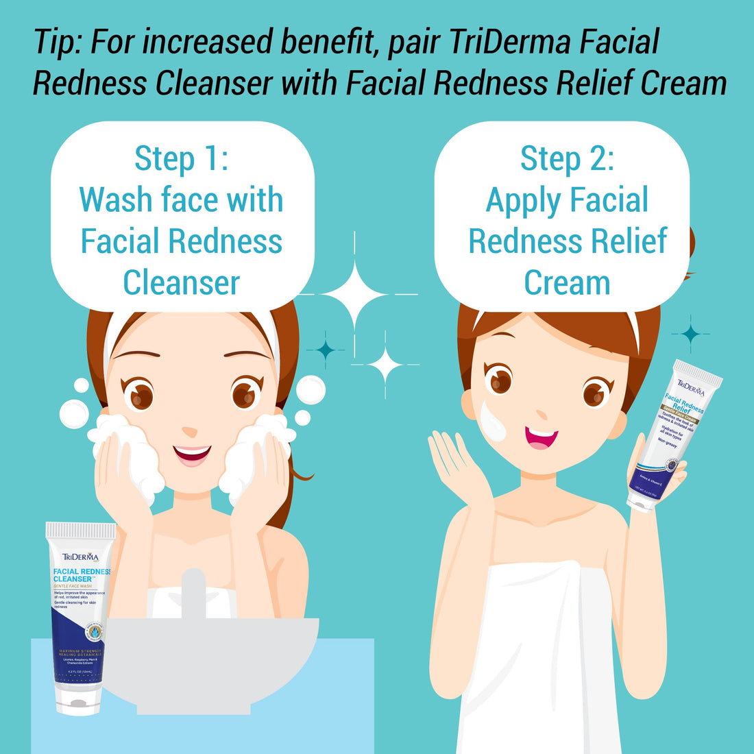 TriDerma Facial Redness Relief Gentle Face Cream (3.3 Ounces)