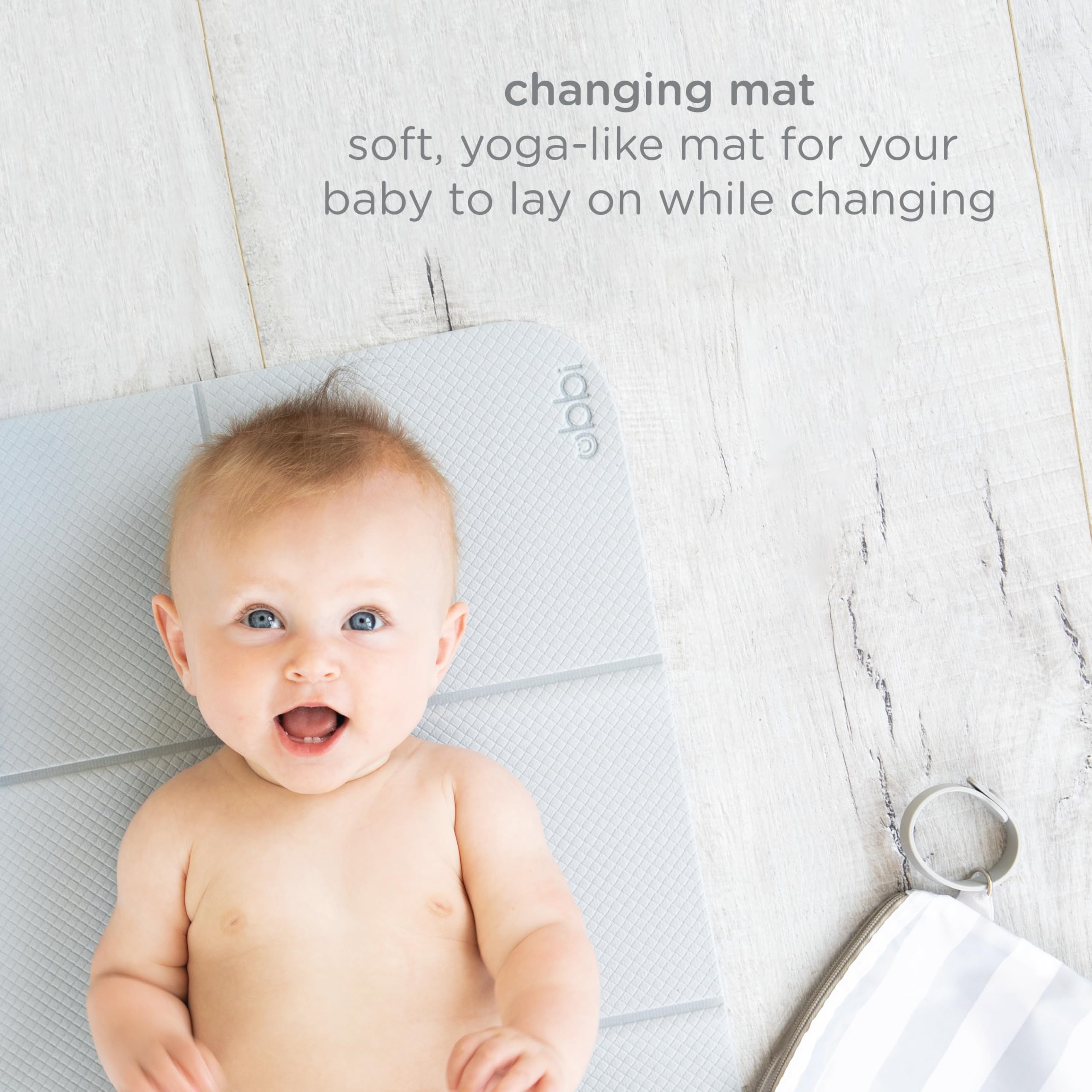 Ubbi On-the-Go Changing Mat with Carrying Bag, Soft and Comfortable Diaper Bag Accessory Must Have for Newborns, Easy to Clean, Portable Changing Pad, Gray