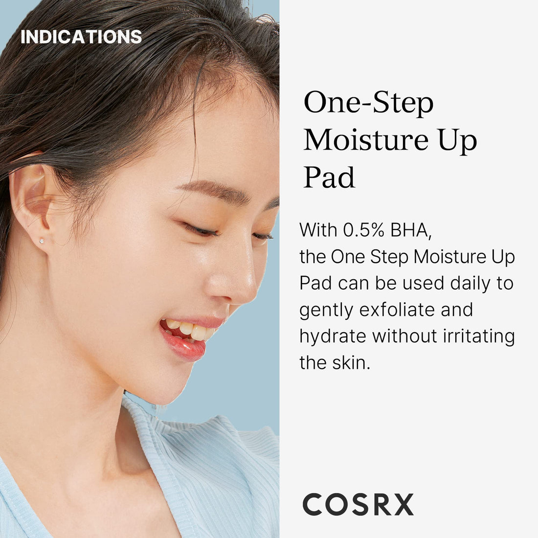 COSRX One Step Moisture Up 70 Pads 20 ml Gentle Daily Exfoliant for Sensitive Skin, Preventing Breakouts, Moisturizing, Nourishing