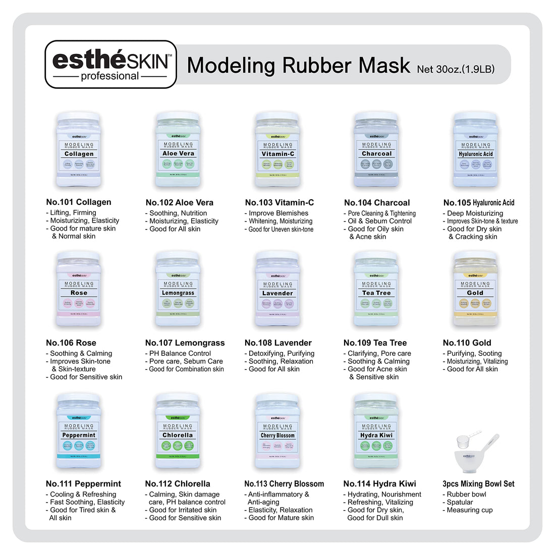 estheSKIN Peel Off Type Modeling Rubber Mask Powder Jar for Facial Skin Care Treatment (30oz) 850g, Measuring Spoon Included (30oz, 106.Rose)