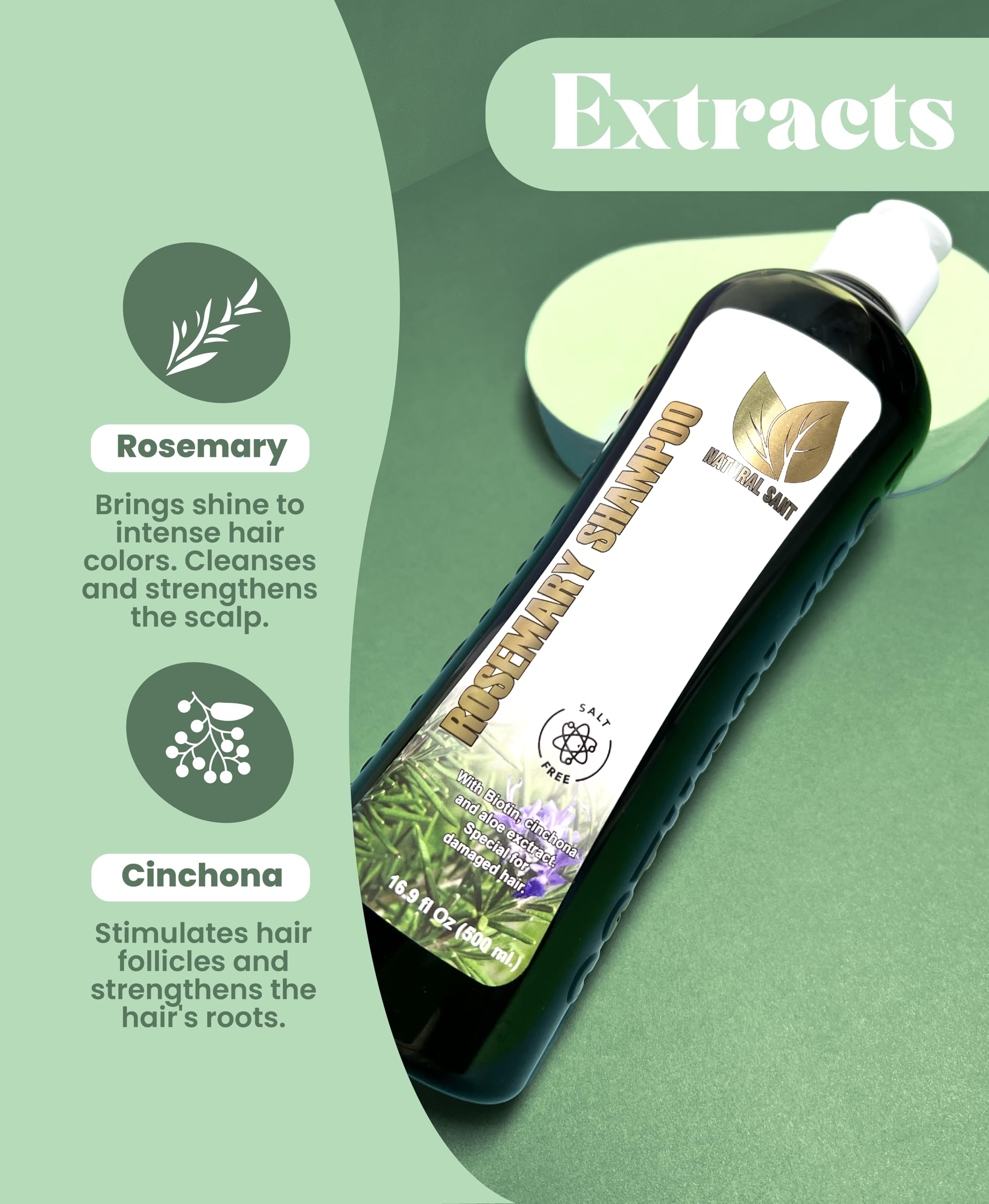 Natural Sant Rosemary & Cinchona Shampoo & Conditioner Set – Sulfate-Free, Hair Growth Support, Moisture & Repair – 16 fl oz Herbal Hair Care