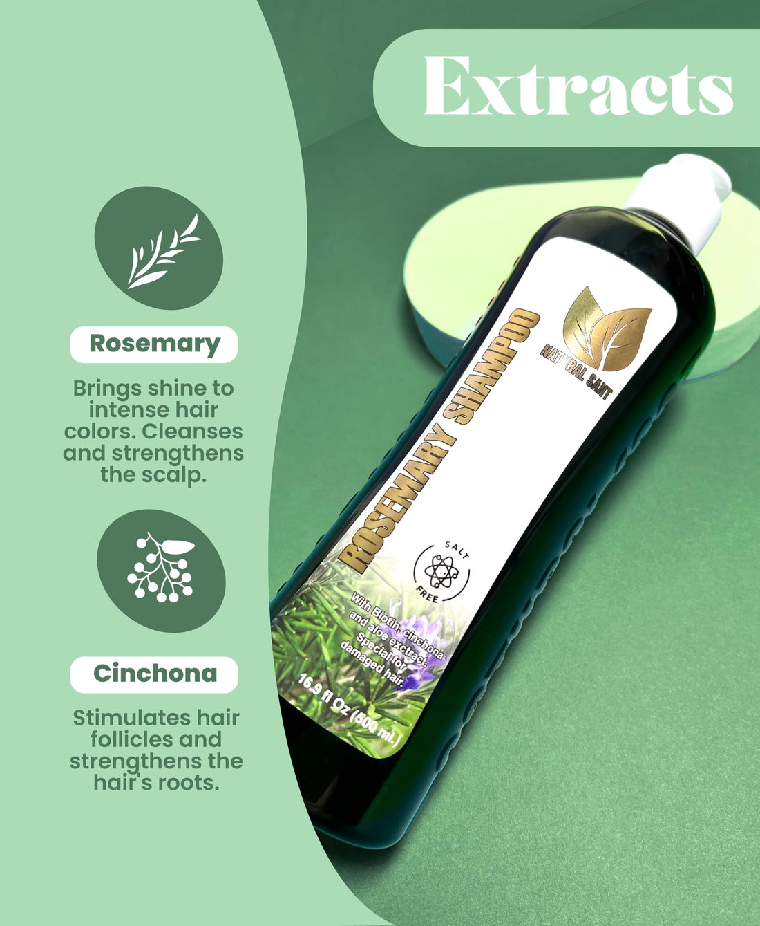 Natural Sant Rosemary & Cinchona Shampoo & Conditioner Set – Sulfate-Free, Hair Growth Support, Moisture & Repair – 16 fl oz Herbal Hair Care