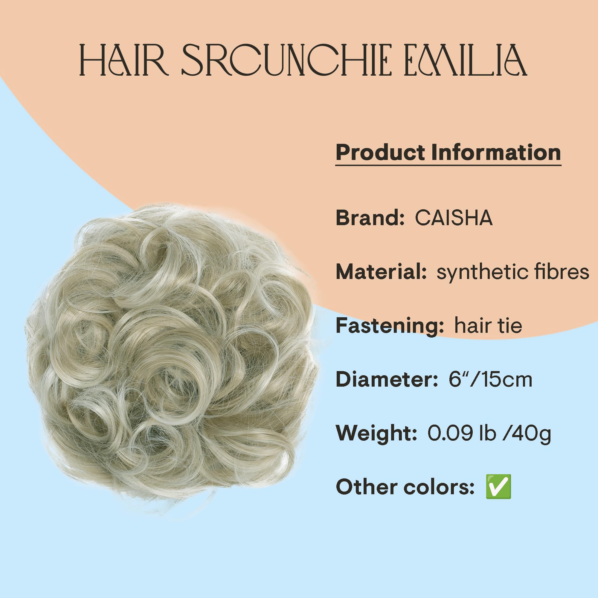 Light blond G12E_24AT613 : PRETTYSHOP Hairpiece Hair Rubber Scrunchie Scrunchy Updos VOLUMINOUS Curly Messy Bun Light blond G12E_24AT613