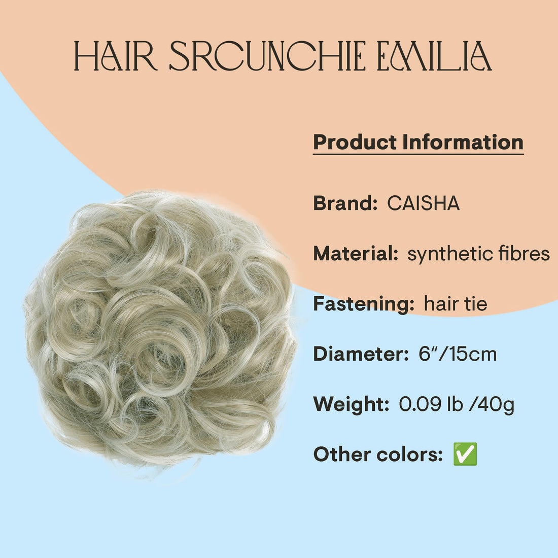 Light blond G12E_24AT613 : PRETTYSHOP Hairpiece Hair Rubber Scrunchie Scrunchy Updos VOLUMINOUS Curly Messy Bun Light blond G12E_24AT613