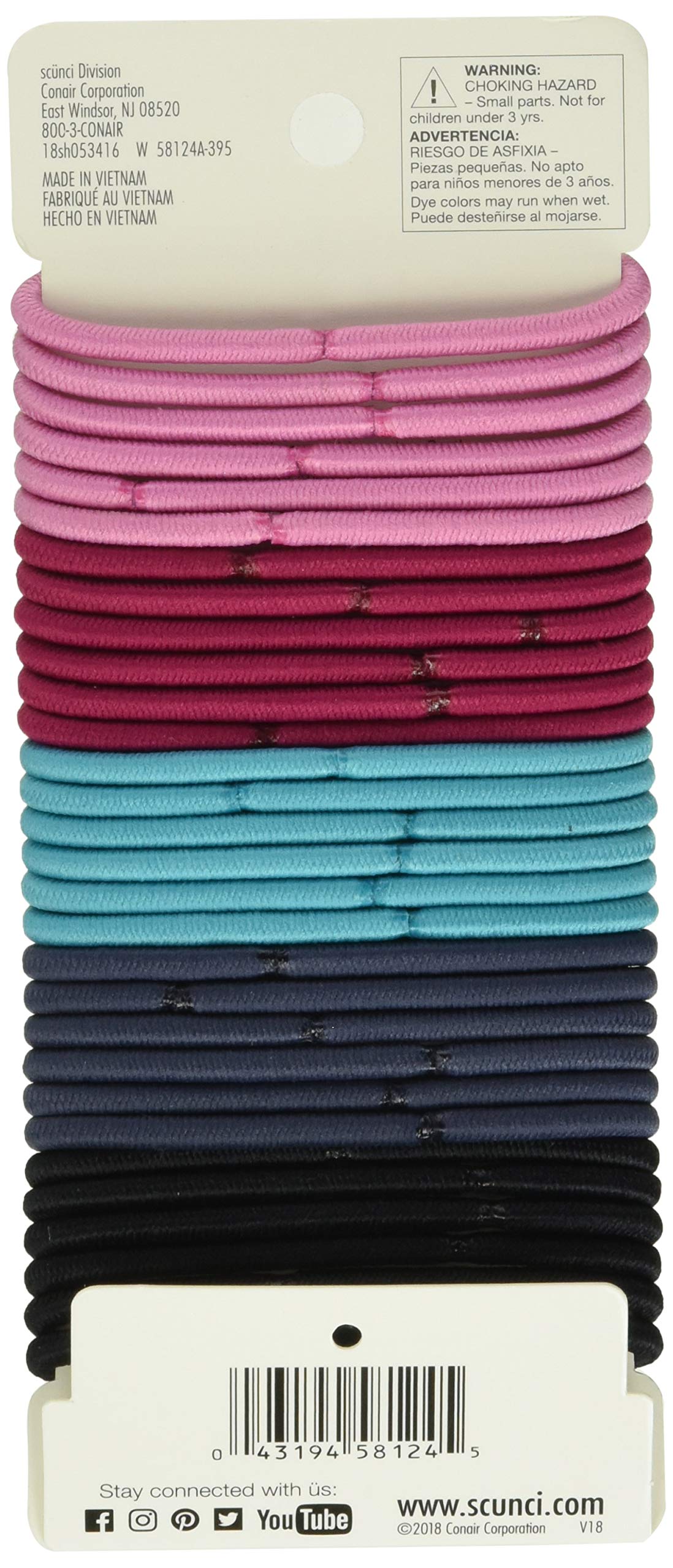 Scunci Effortless Beauty Large No-damage Pastel Elastics, 30-Count (Colors May Vary) by Scunci