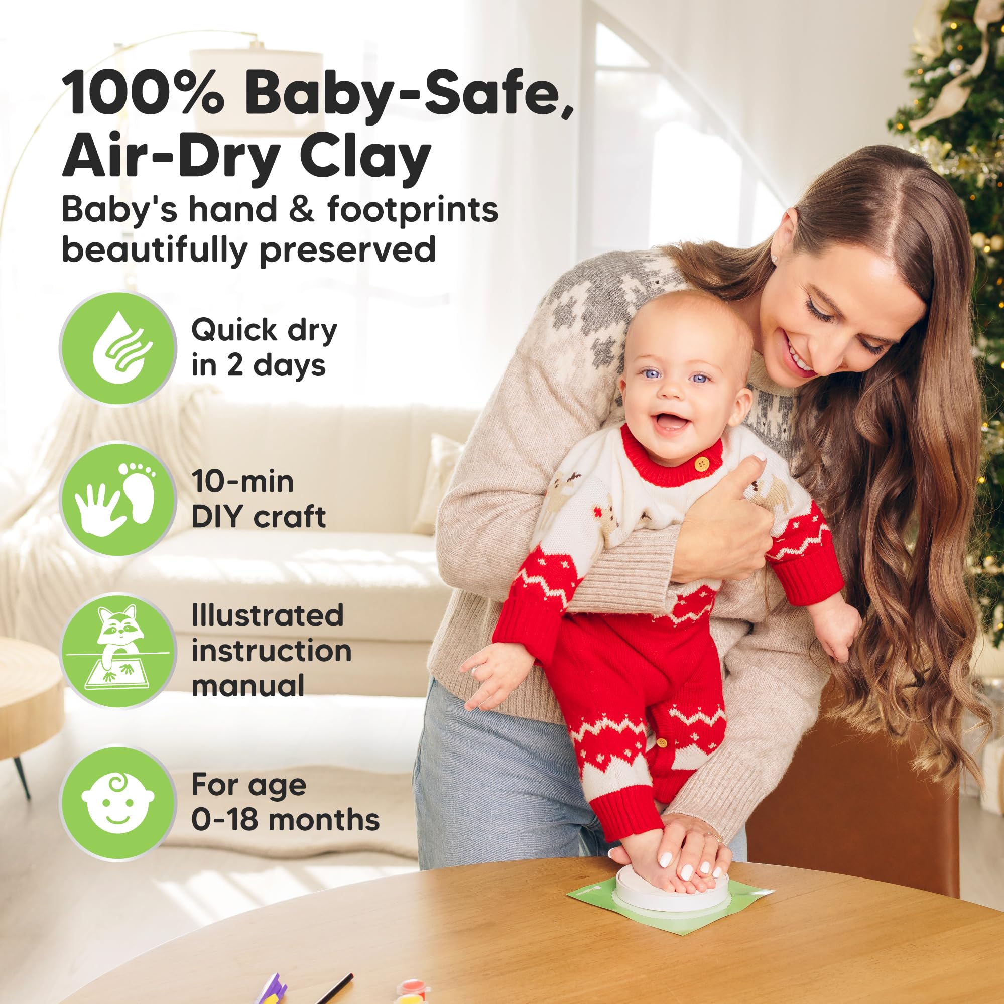 Baby Hand and Footprint Kit Girls, Boys - Personalized Baby Footprint Ornament Kit, Newborn Keepsake Gifts for New Mom, Easy to Use Handprint Makers, Cute Shower & Mother's Day Gifts (Silver Paint)