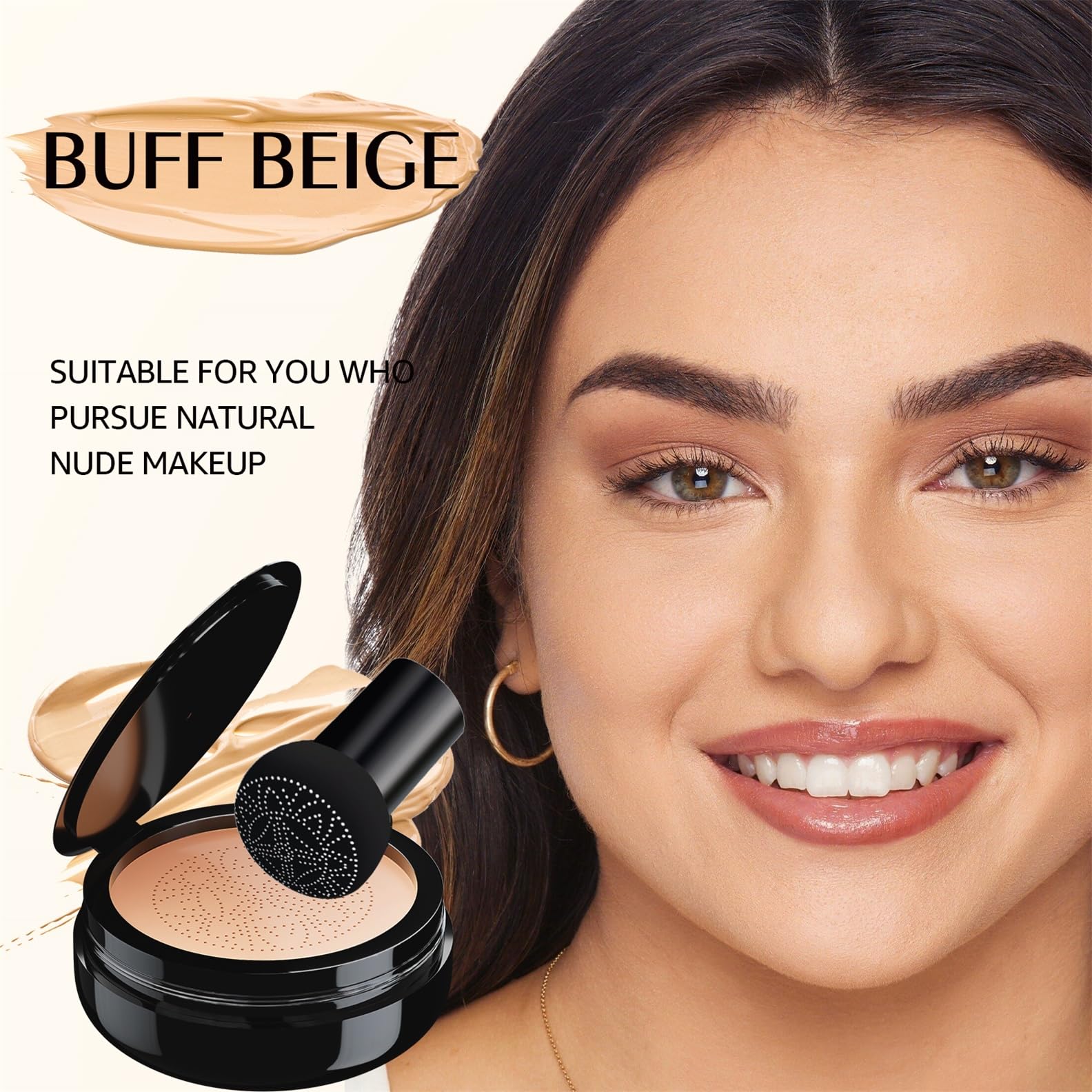 Mushroom Head Air Cushion CC Cream Foundation Moisture Cushion BB Cream for Women & Girls All Skin, Waterproof Full Coverage Self Adjusting Concealer (Buff Beige)