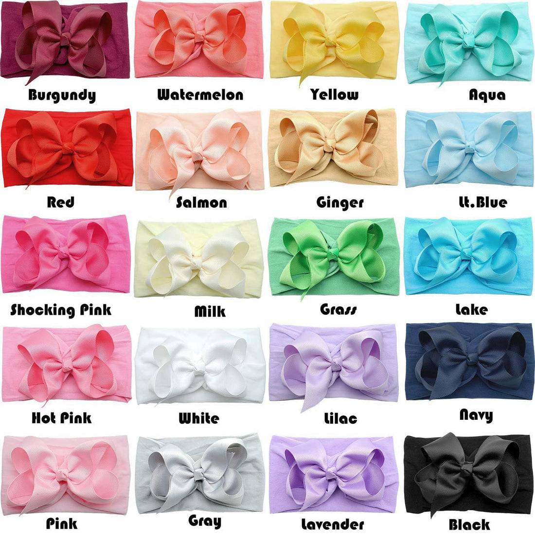 CÉLLOT 20 Colors Baby Girl Headbands with 4.5 Inches Hair Bows Nylon Turban Head Wraps Headbands for Newborn Infants and Toddlers
