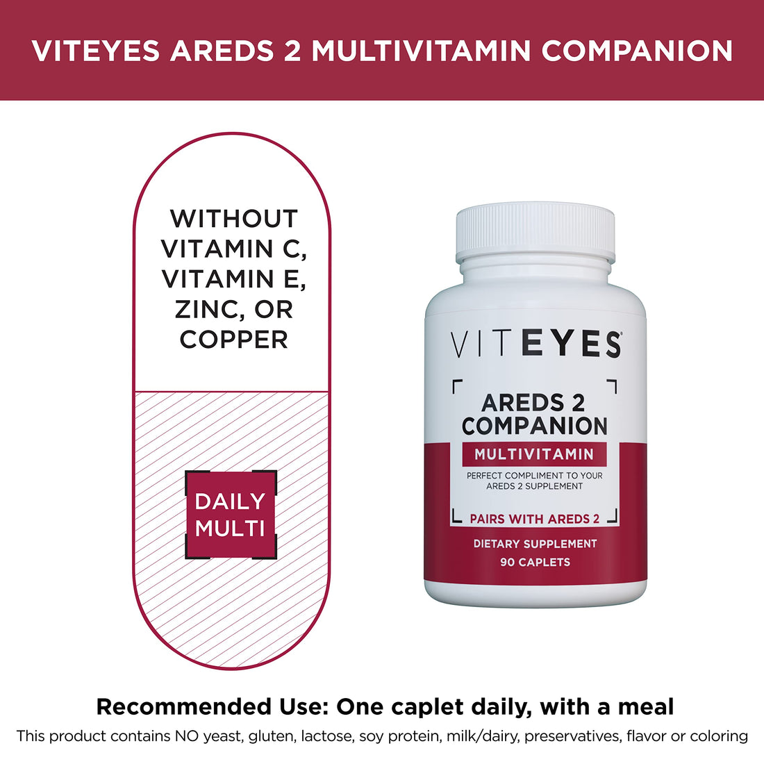 Viteyes AREDS 2 Capsules and Viteyes Multivitamin AREDS 2 Companion, Single Daily Dose Eye Vitamins, 3 Month Supply