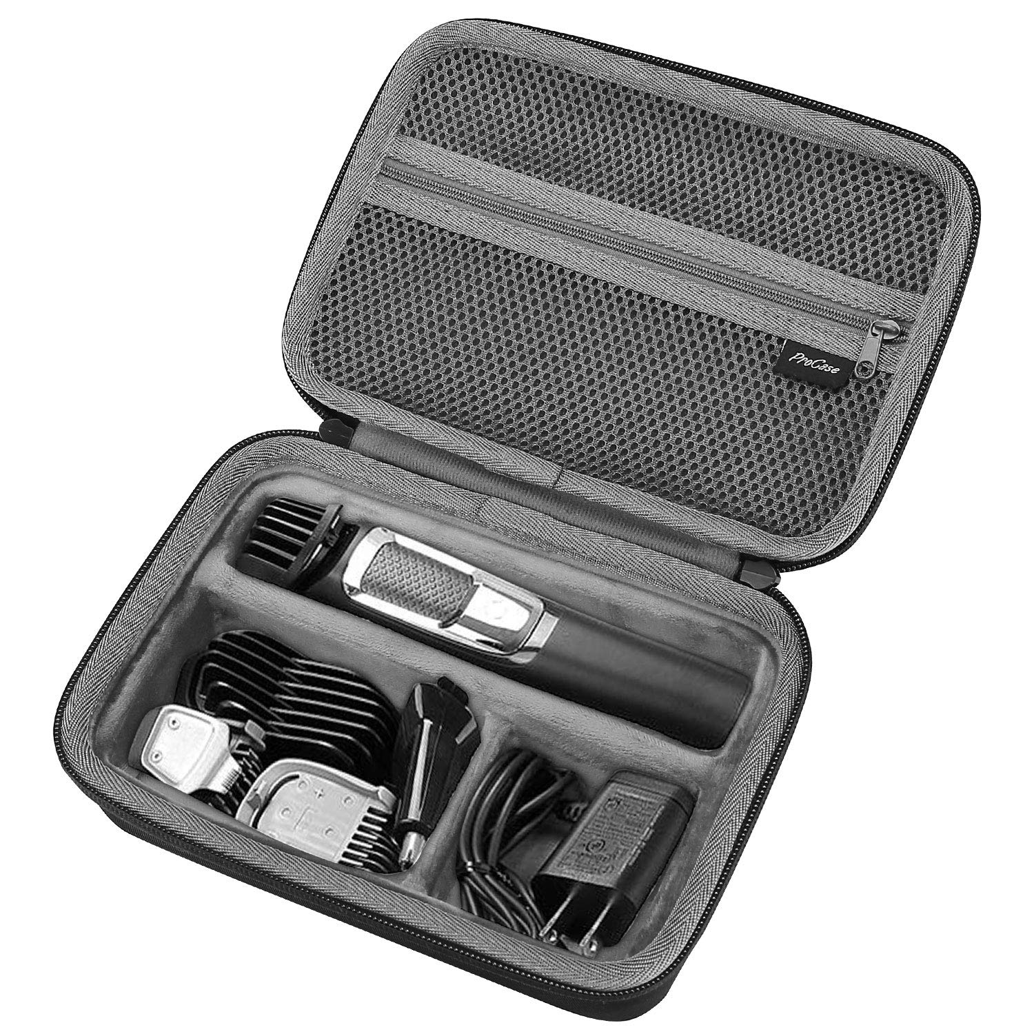 ProCase Hard Travel Case for Multigroom Series 3000 5000 7000 MG3750 MG5750/49 MG7750/49 Men's Electric Trimmer Shaver and Attachments Father's Day Choice -Black