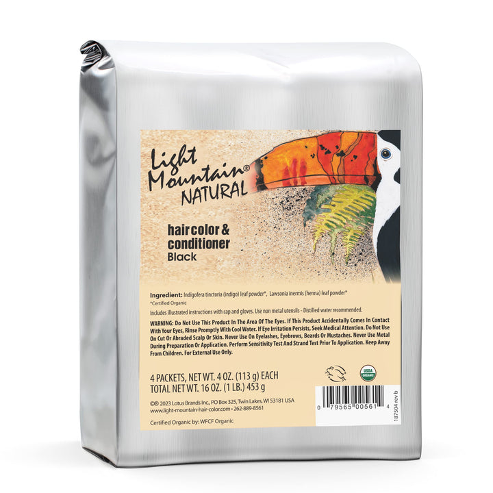 Light Mountain Natural Bulk Hair Color and Conditioner, Black, 16 Ounce