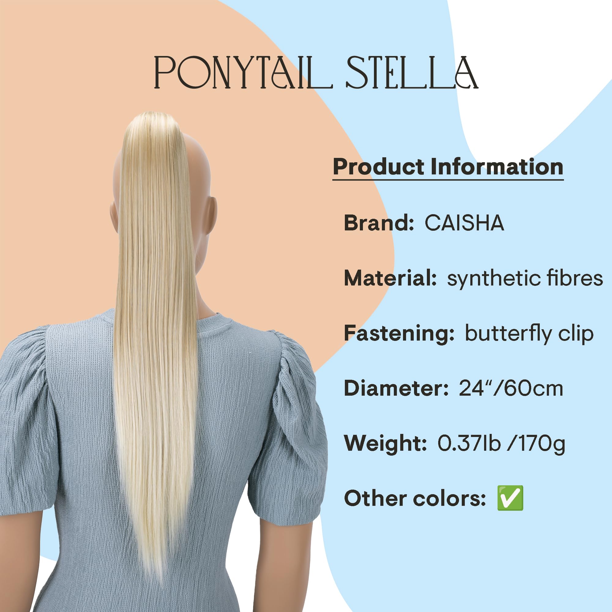Prettyshop Hairpiece-Ponytail 24 (60Cm) Light Blonde Mix # 27T613A H613: Prettyshop Hairpiece Ponytail Clip On Extension Long Hair Smooth Heat-Resisting 24(60Cm) Light Blonde Mix # 27T613A H613