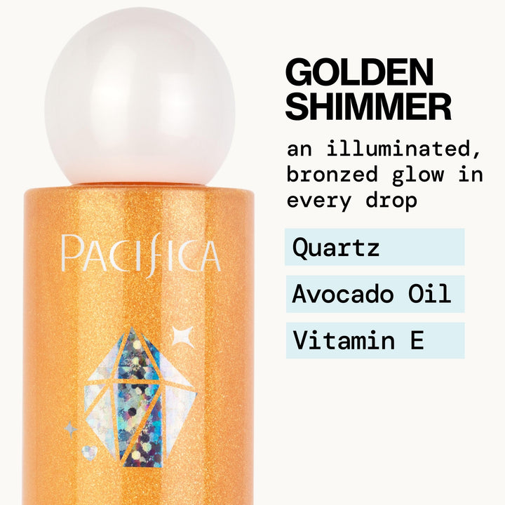 Pacifica Bronzing Body Oil – Crystal Bronze Shimmering Oil for Natural Sun-Kissed Glow, Hydrating Body Illuminator, Vanilla Coconut Scent, Vegan & Cruelty-Free, Clean Beauty, 4 fl oz