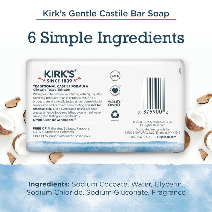 Kirks Original Coco Castile Soap 48 Bars FULL CASE