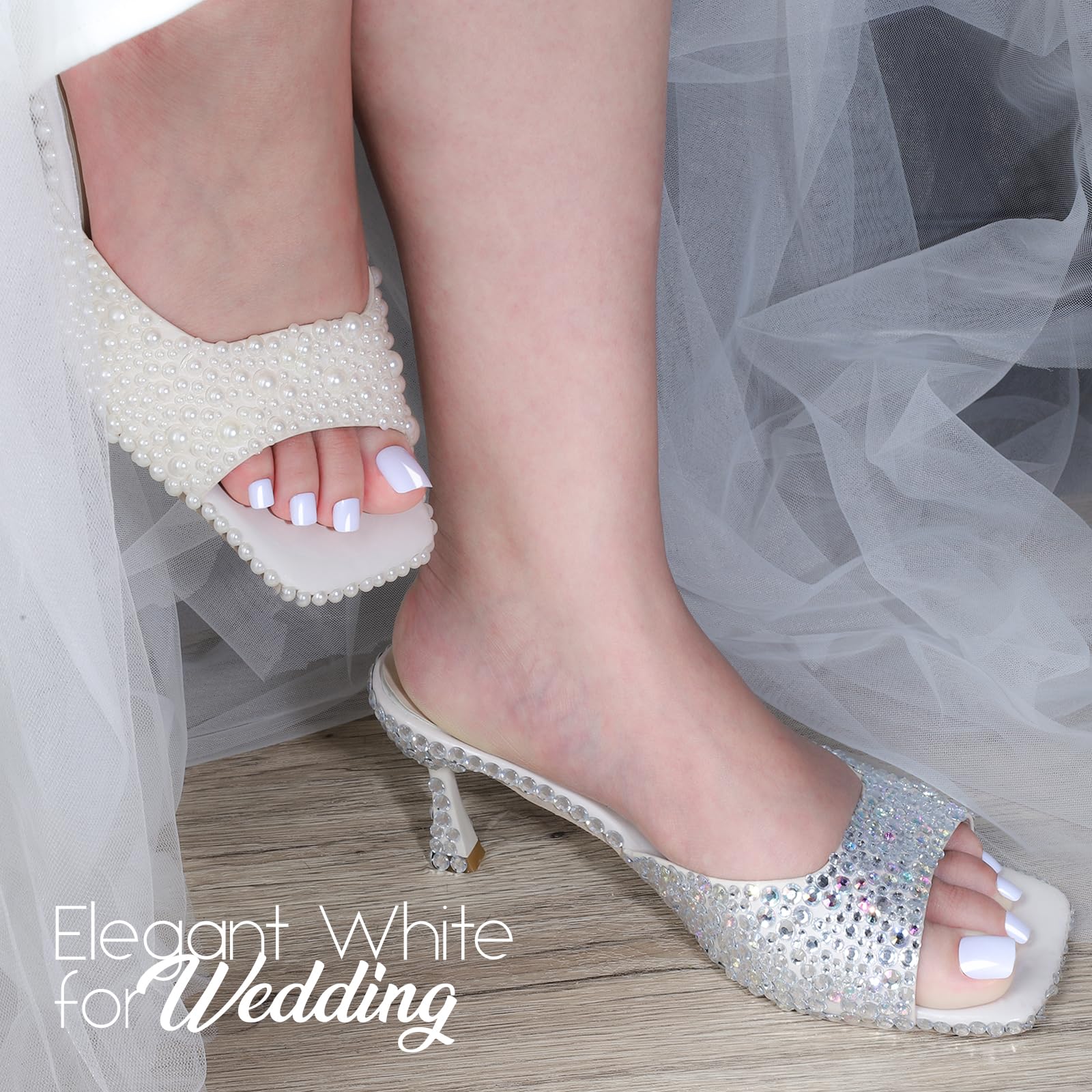 Teenitor White Press on Toenails for Women with Nail Glue, 120pcs White Toe Nail Press ons Acrylic Toenail Kit, Toe Nail Tips Square, Fake Toe Nails Glue on Toe, False Toenails for Missing Toenail