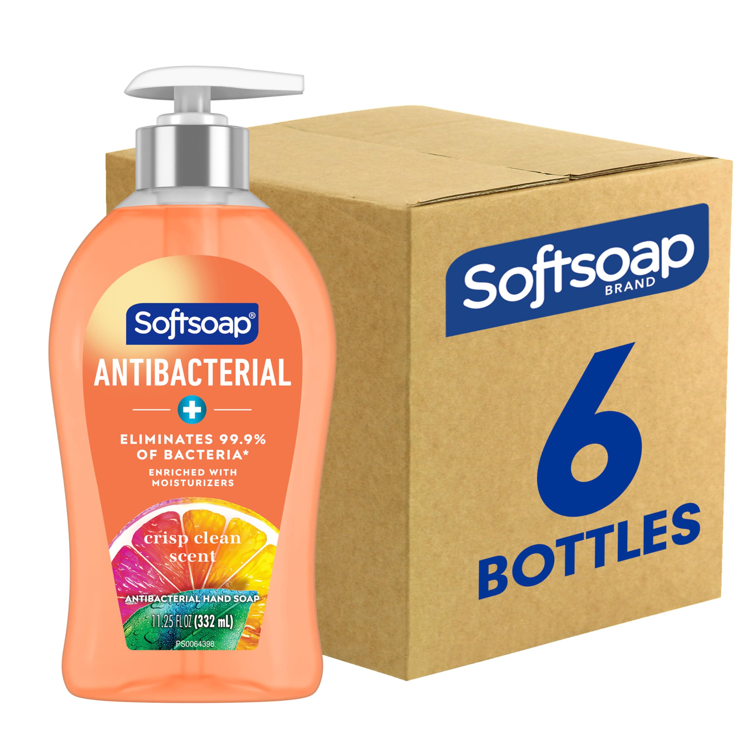 Softsoap Antibacterial Liquid Hand Soap, Crisp and Clean - 11.25 fluid ounce (6 Pack)
