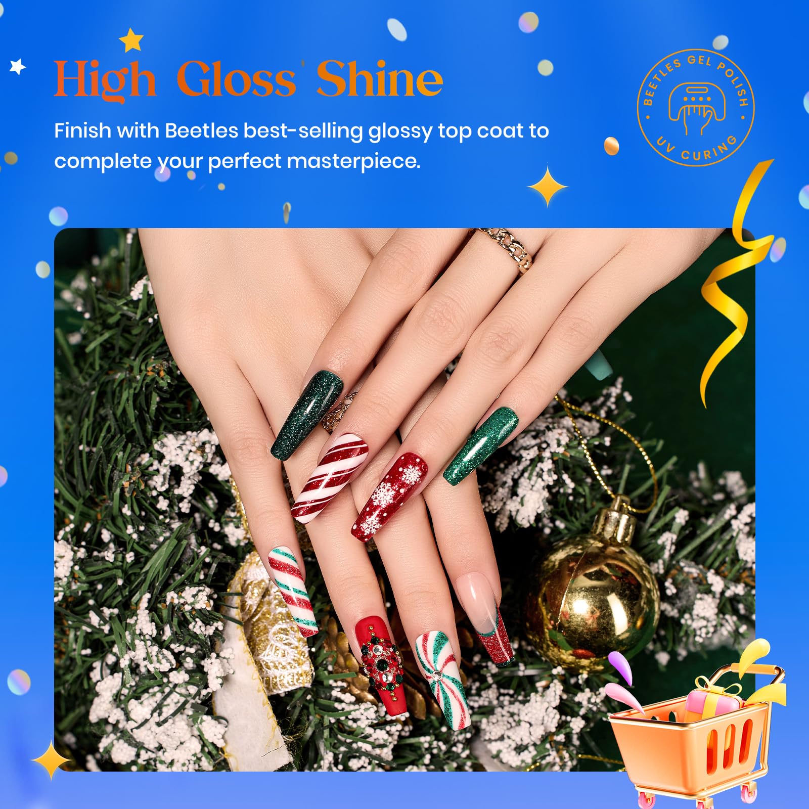 Beetles Carnival Evergreen Gel Nail Polish Set 6 Pcs Glitter Green Sparkle Gel Polish Kit Soak Off UV Nail Lamp Avocado Dark Green Nail Gel Nail Kit Nail Art Design