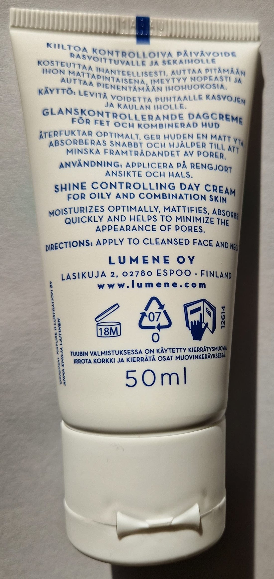 Lumene Klassikko [CLASSICS] Shine Controlling Day Cream for Oily and Combination Skin 50 ml / 1.7 Fl.Oz.