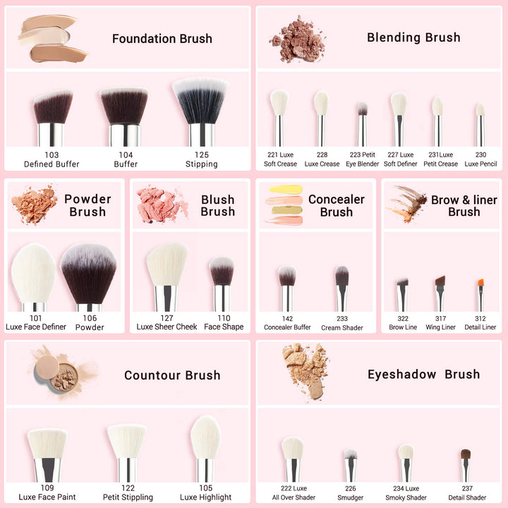 Jessup Brand 25pcs Professional Makeup Brush set Beauty Cosmetic Foundation Power Blushes eyelashes Lipstick Natural-Synthetic Hair Brushes set (Rose Carmine/Silver)