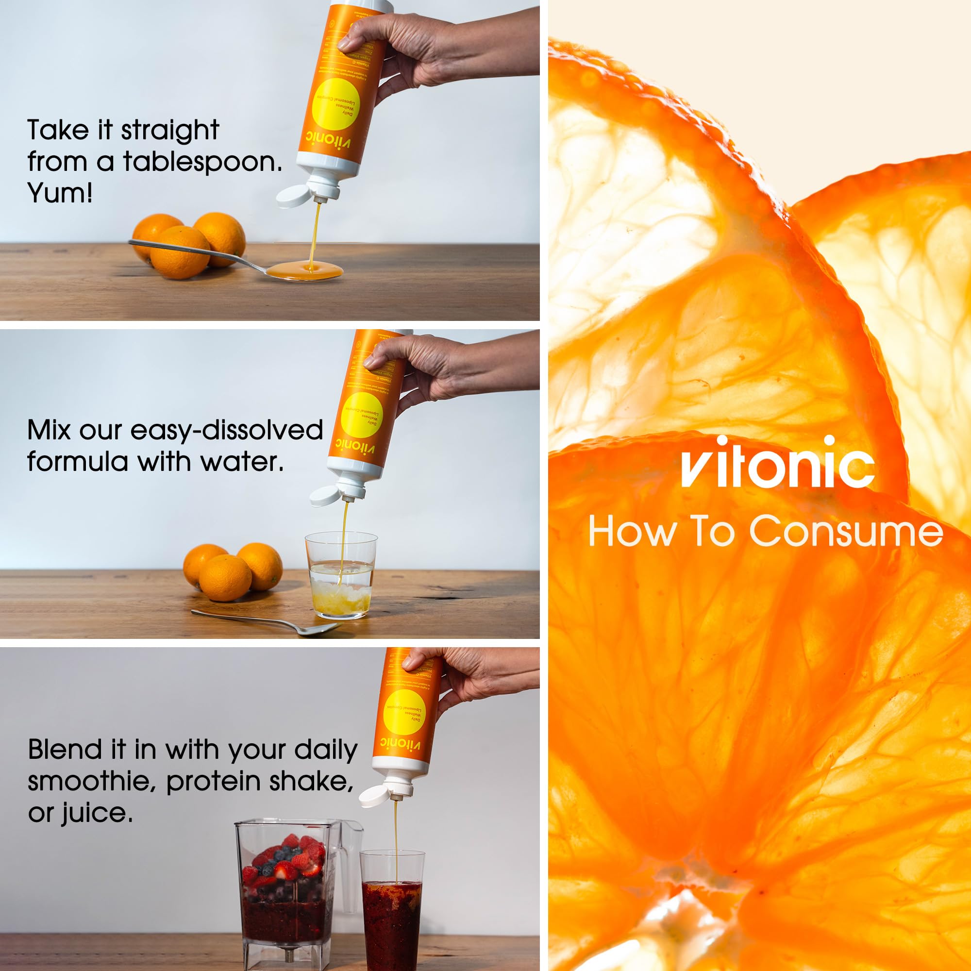 VITONIC Liposomal Liquid Multivitamin – Vitamin C 1000mg, D3, B12 & Zinc Supplements – High Absorption, Daily Immune Support, 30 Servings, Non-GMO (15.22 fl oz)