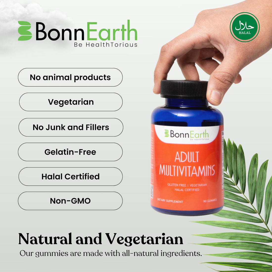 BonnEarth Adult Multivitamin Gummies - Easy-to-Chew Gummies with Essential Vitamins A, B6, B12, C, D, E, Folic Acid, Biotin, Iodine, and Zinc - Delicious and Convenient Daily Nutrition - 90 Gummies