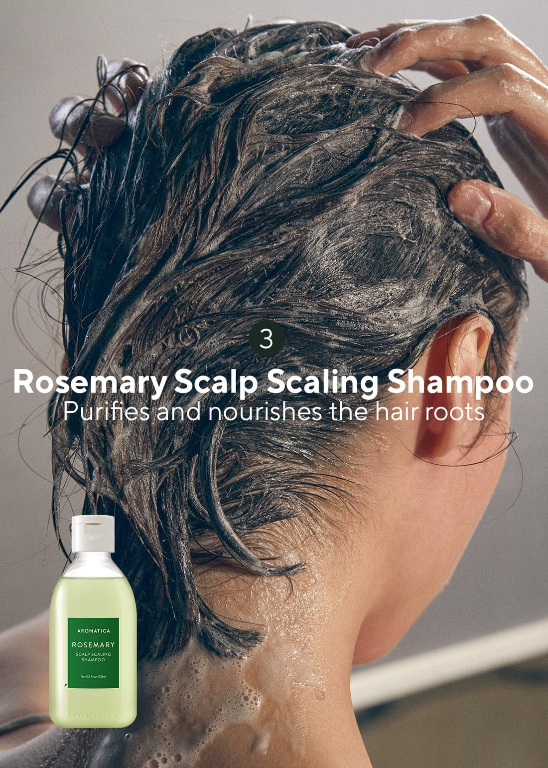 AROMATICA Rosemary Scalp Scaling Trial Kit - Hair Travel Kit | Mini Size Shampoo and Dry Scalp Treatment Set with Mini Wooden Brush, hair care for women