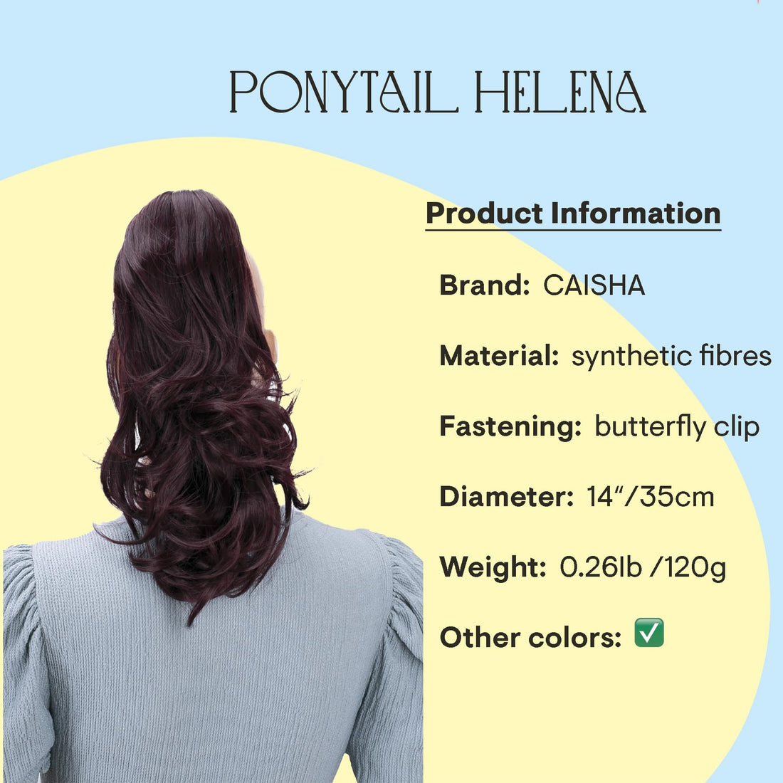 PRETTYSHOP 14Hair Piece Ponytail Extension Straight Light Curled Nature Looking Heat-Resisting Different Colors (dark red H106_99)